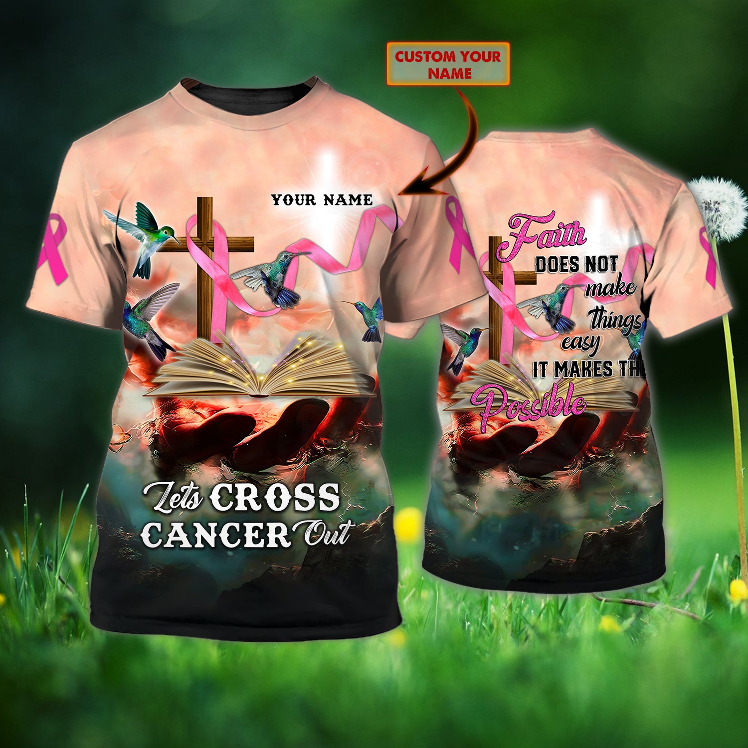 God Bless Breast Cancer - Personalized Name 3D Tshirt - QB95