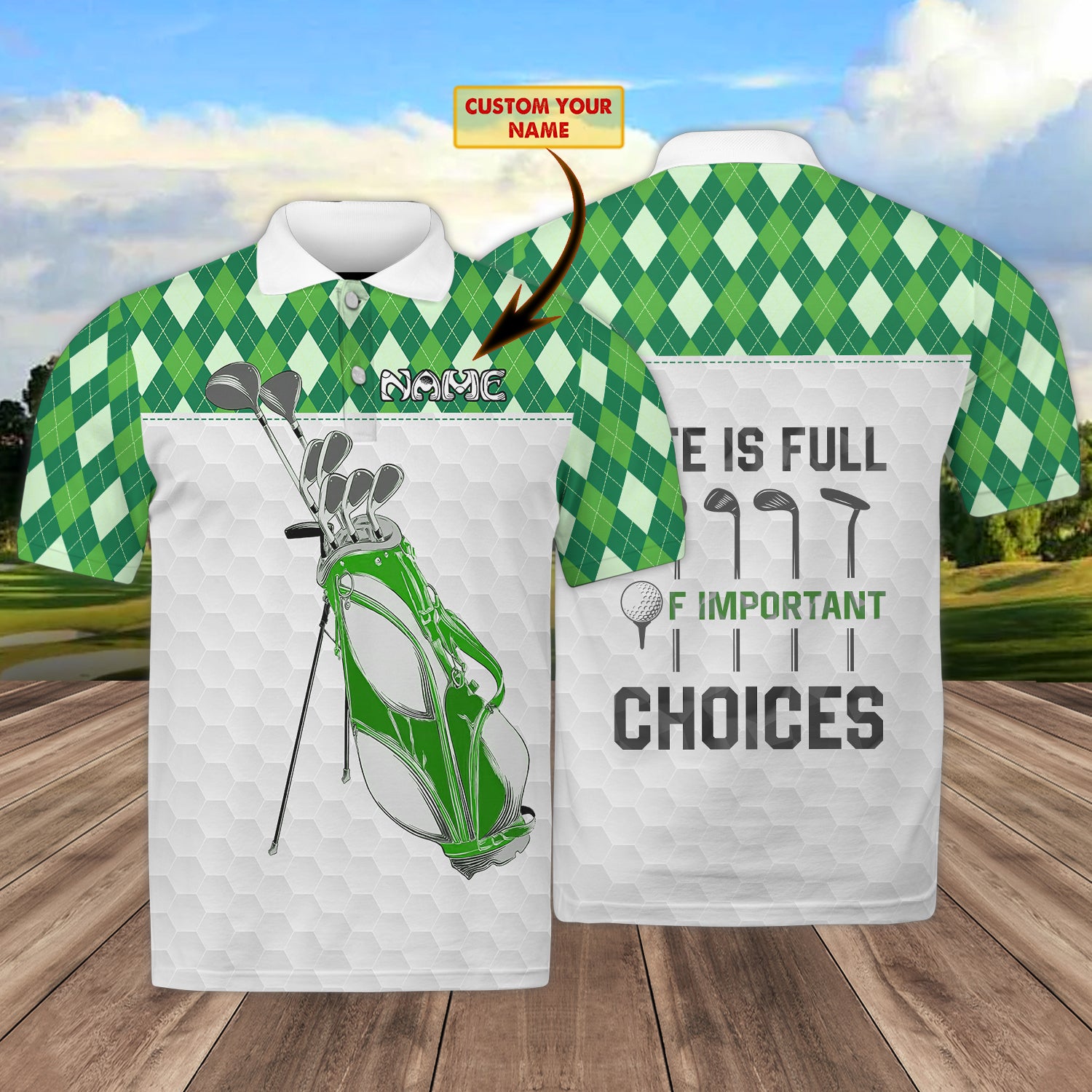 Golf 2 - Personalized Name 3D Polo Shirt - HY97