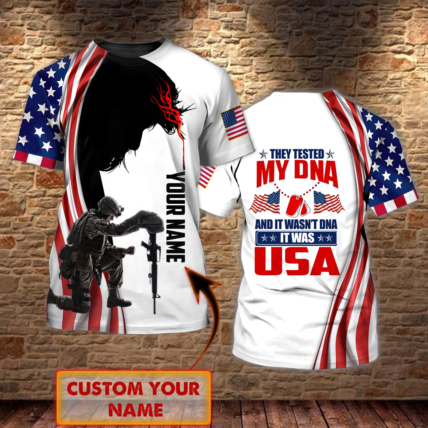 Custom Name-Tshirt-My DNA is USA-HTV