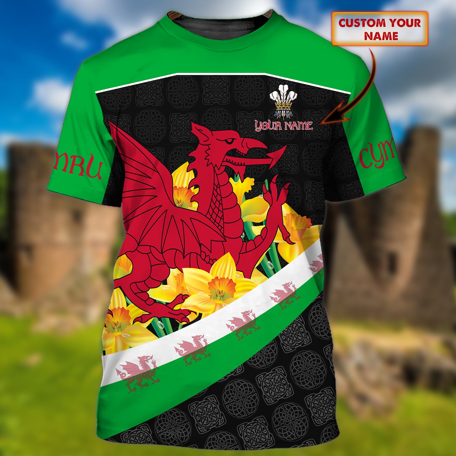 Wales - Cymru - Personalized Name 3D Tshirt 810