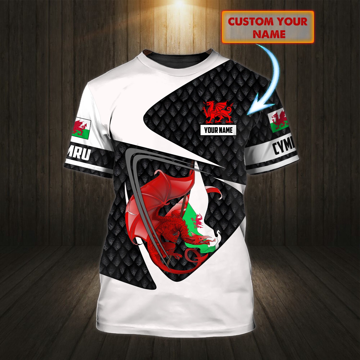 Cymru - Personalized Name 3D Tshirt 68