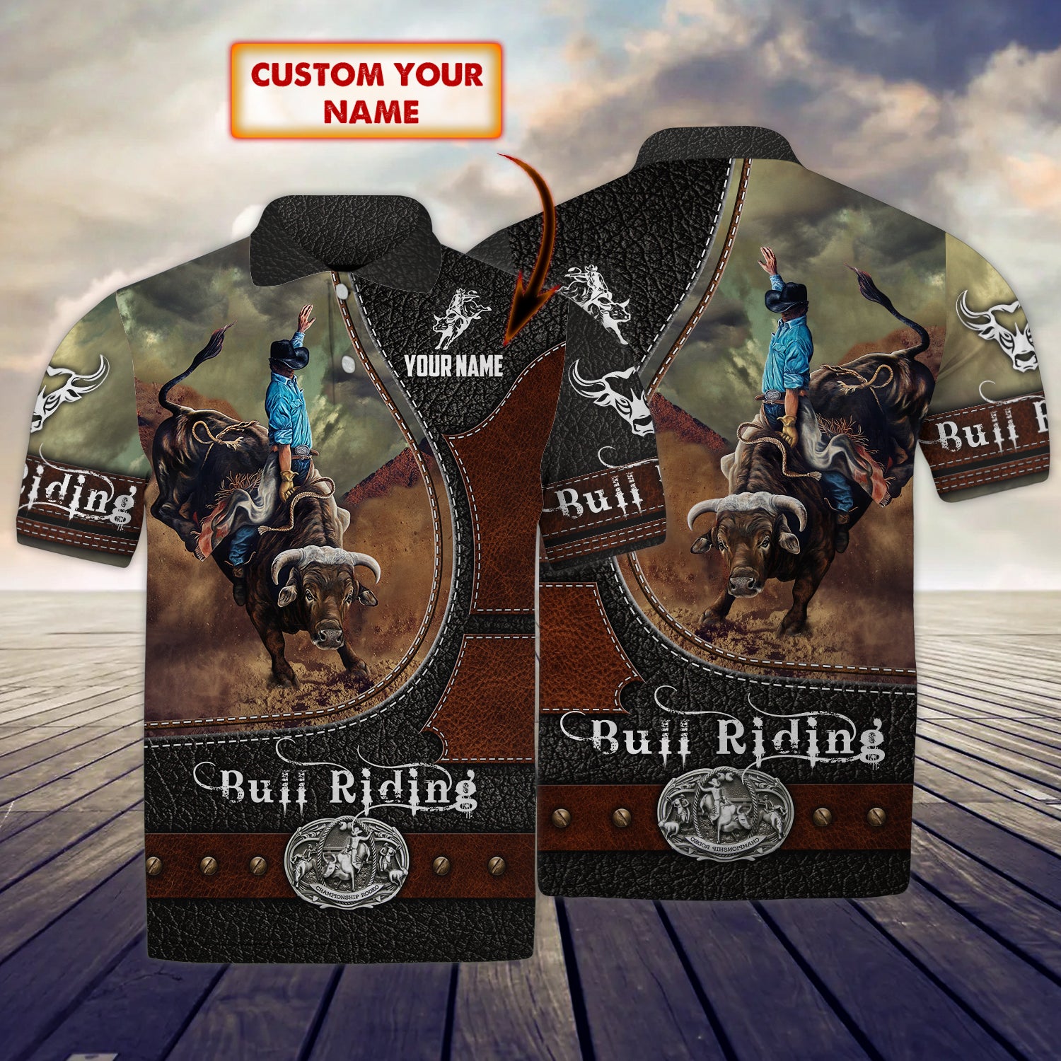 Bull riding - Personalized Name 3D Polo Shirt-Lst149