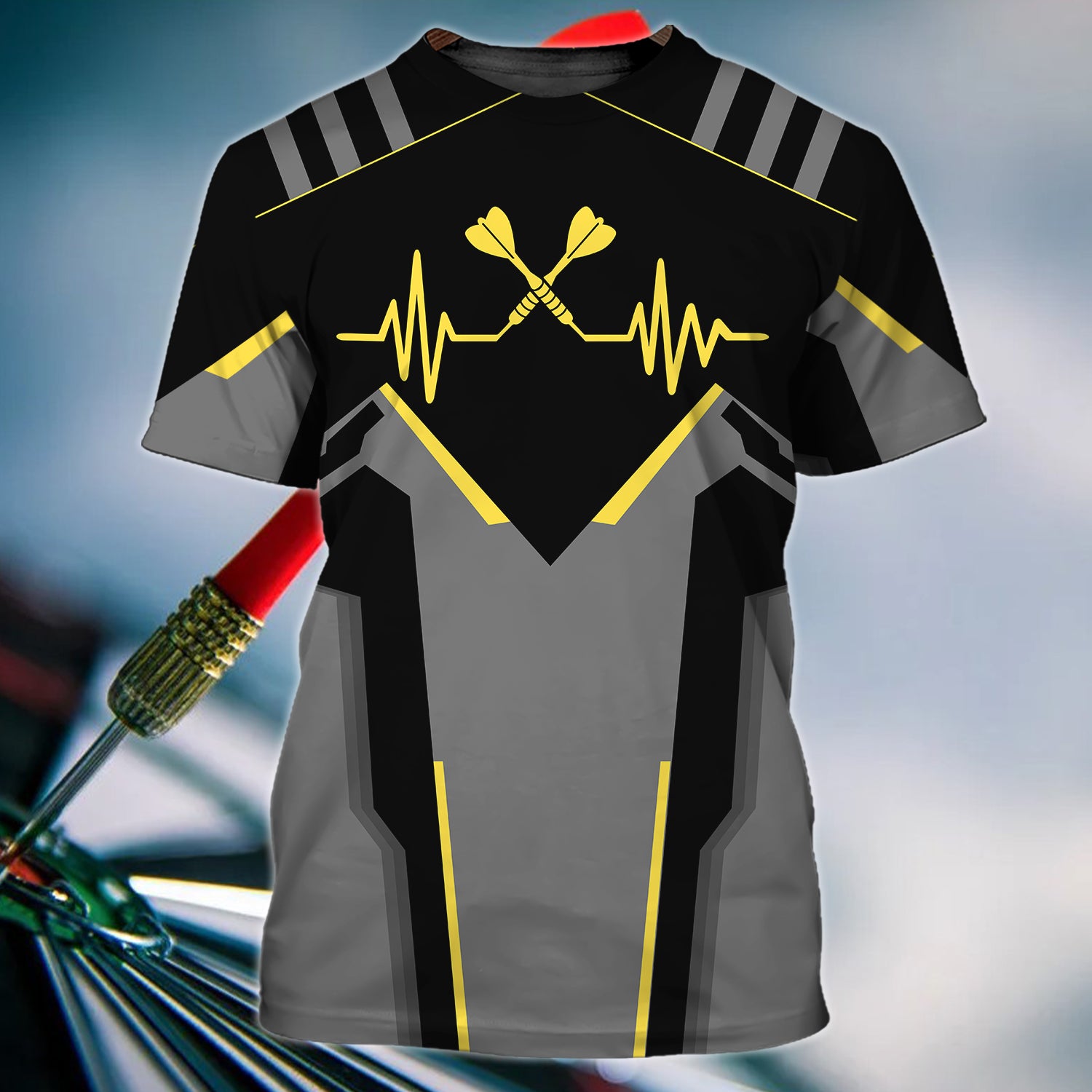 Darts Heart Pulse Line Personalized Name 3D Tshirt Tad 297