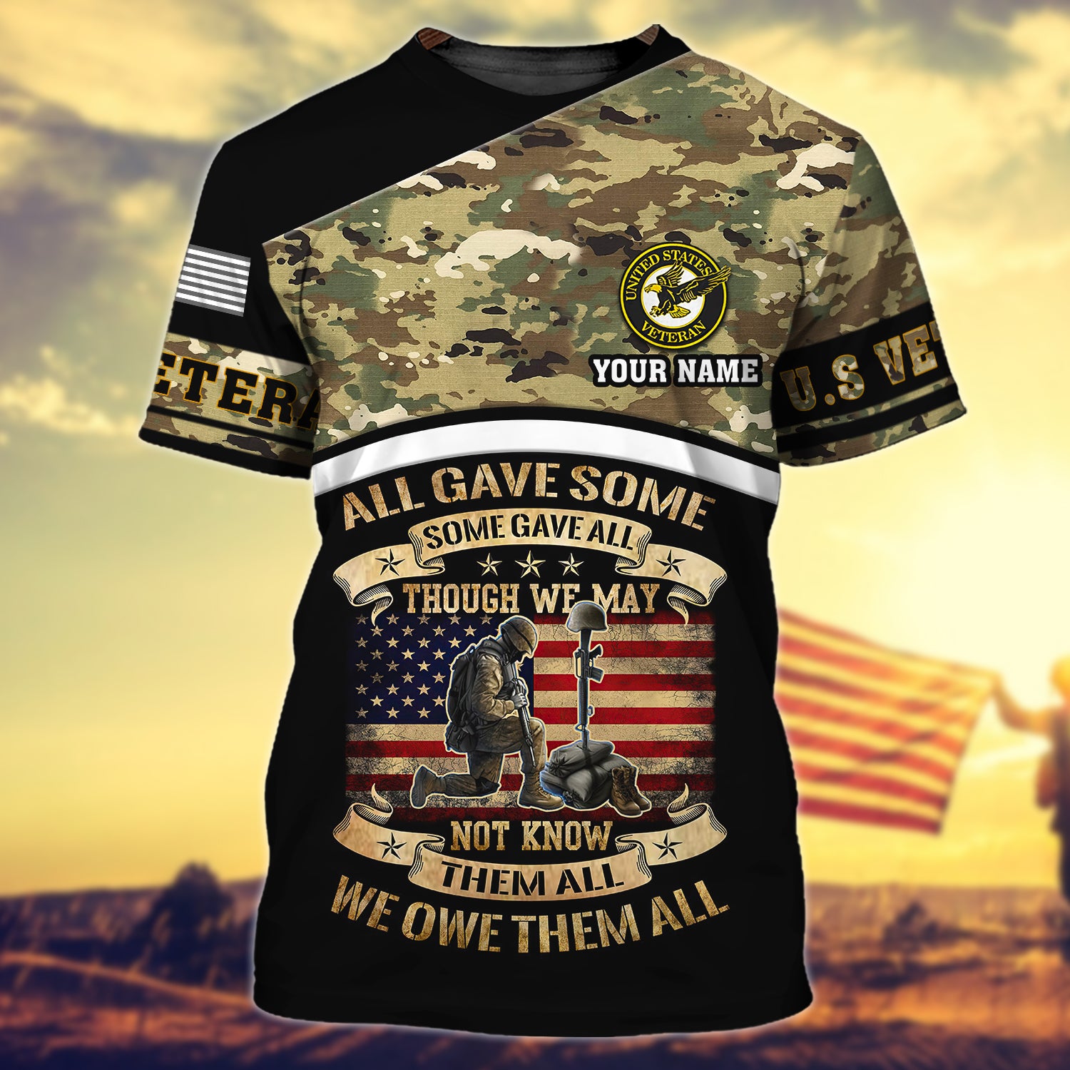 Us Veteran- Personalized Name 3D Tshirt - TD97-111