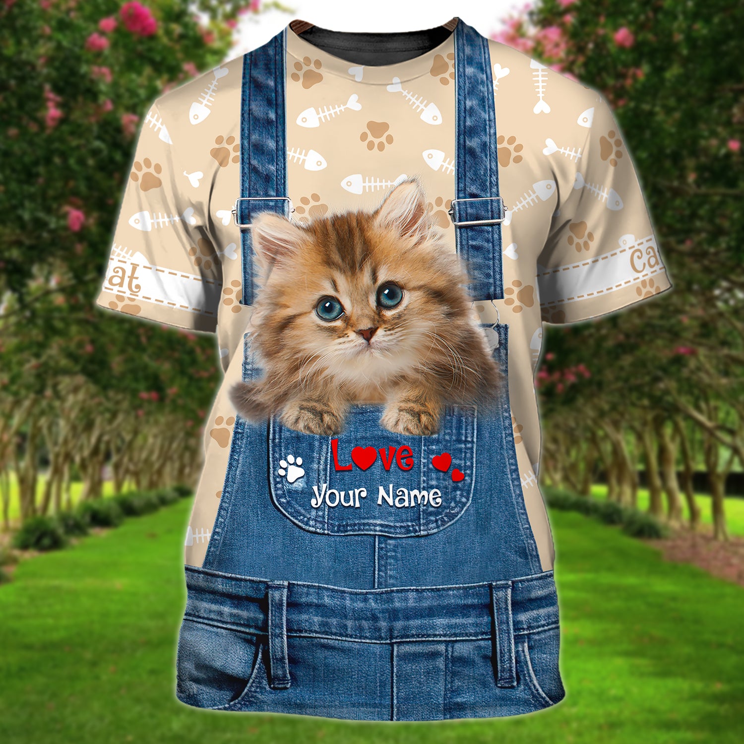 Love Cat 01- Personalized Name 3D Tshirt - Pth98