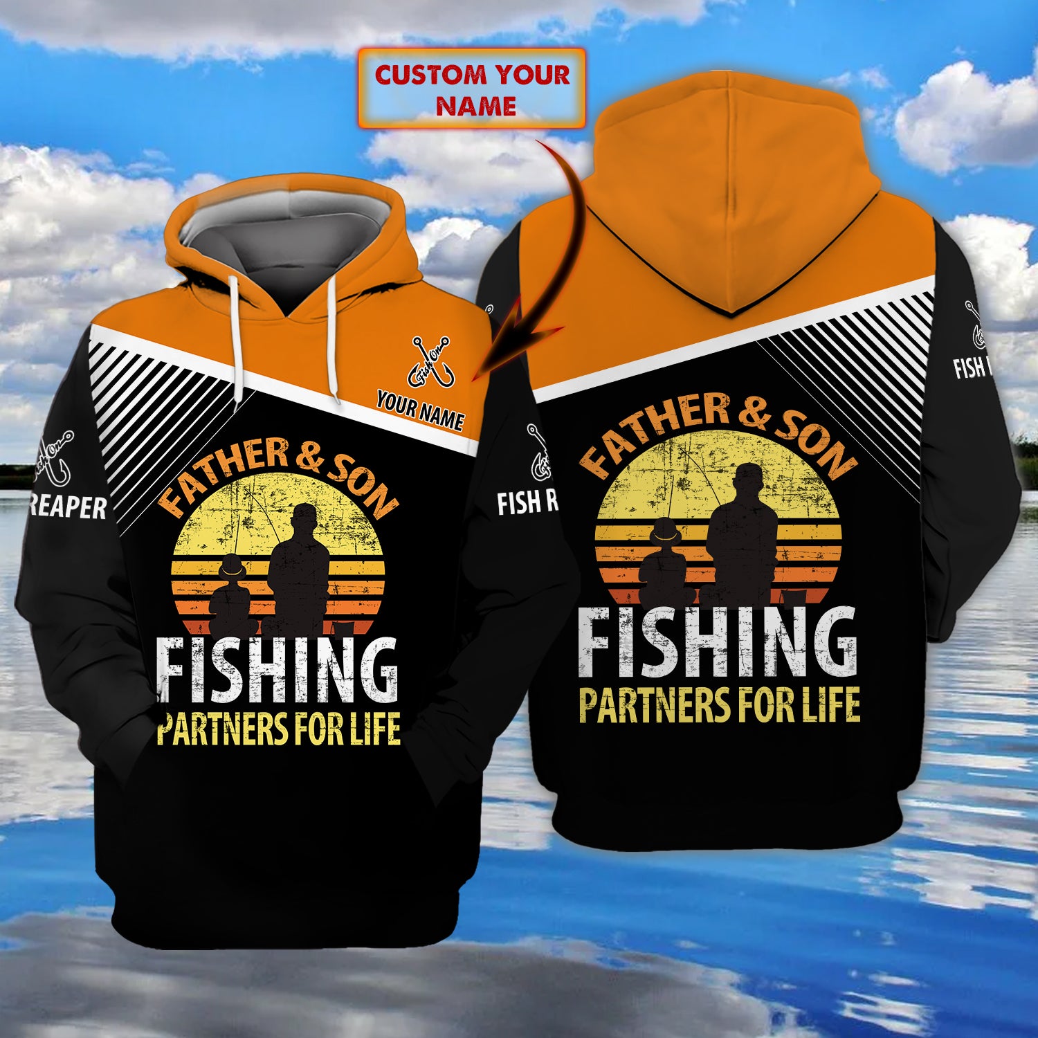 Father And Son Fishing - Personalized Name 3D Hoodie - Dah 58