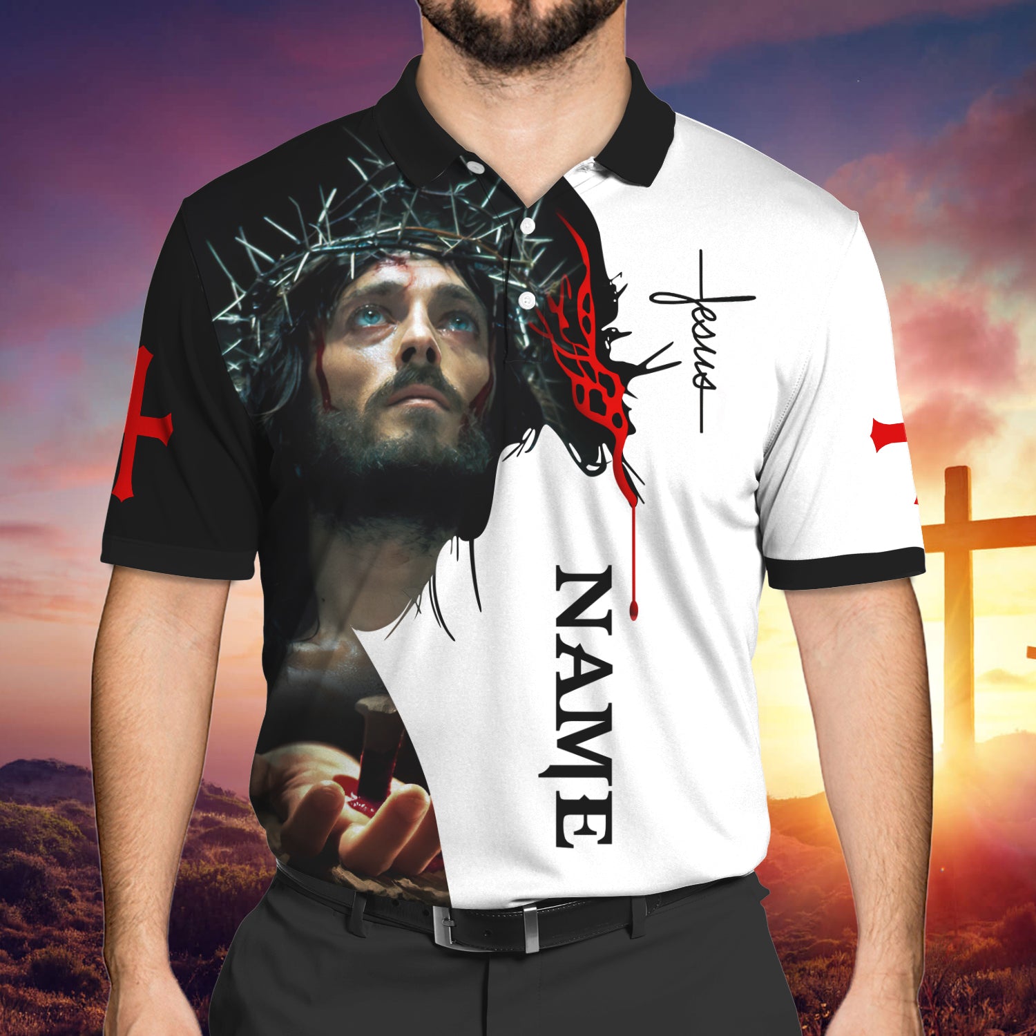nnta - Personalized Name - 3D Polo Shirt - JESUS
