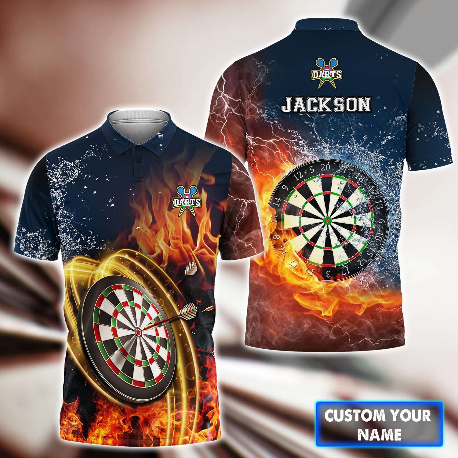 Dart On Fire  - Personalized Name 3D Polo Shirt
