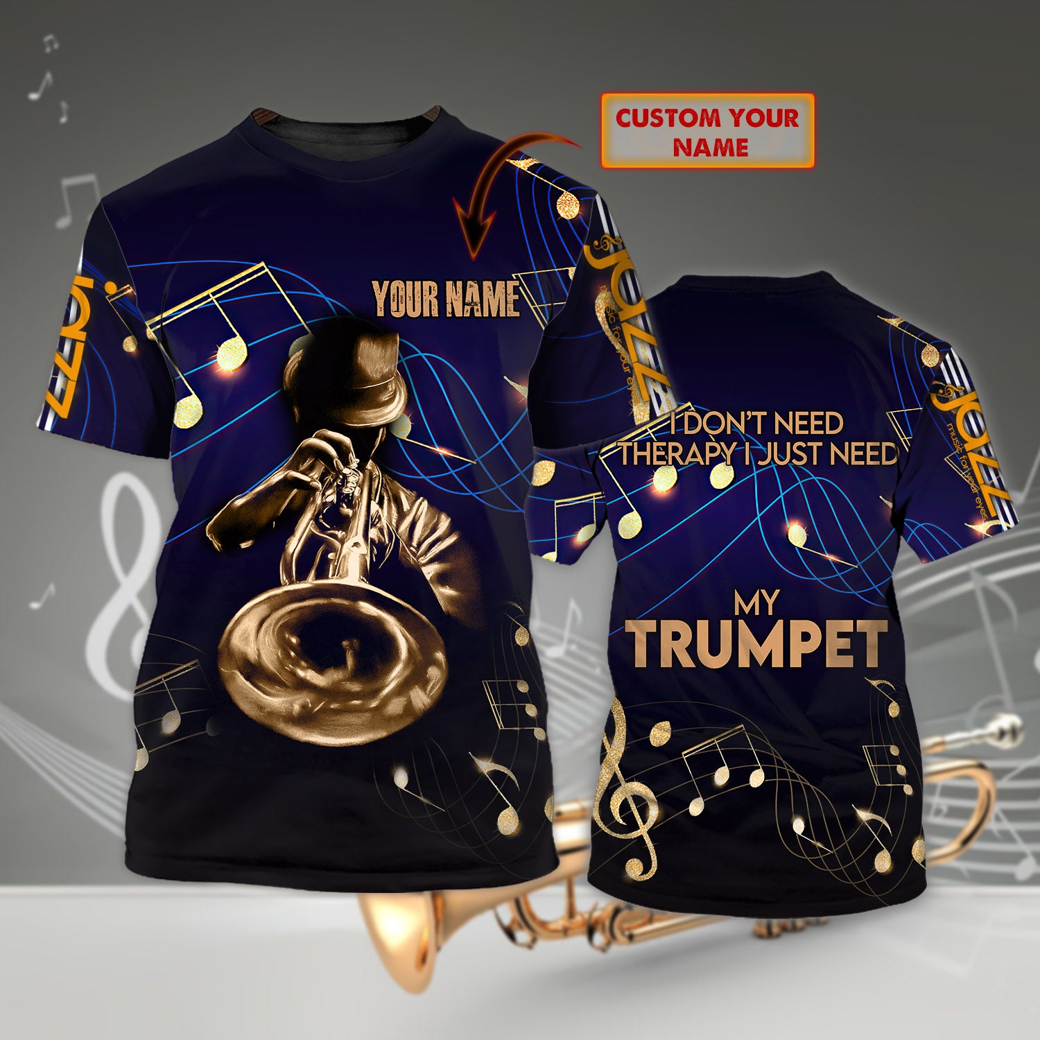 TRUMPET004 - Personalized Name 3D Tshirt - ATM2K