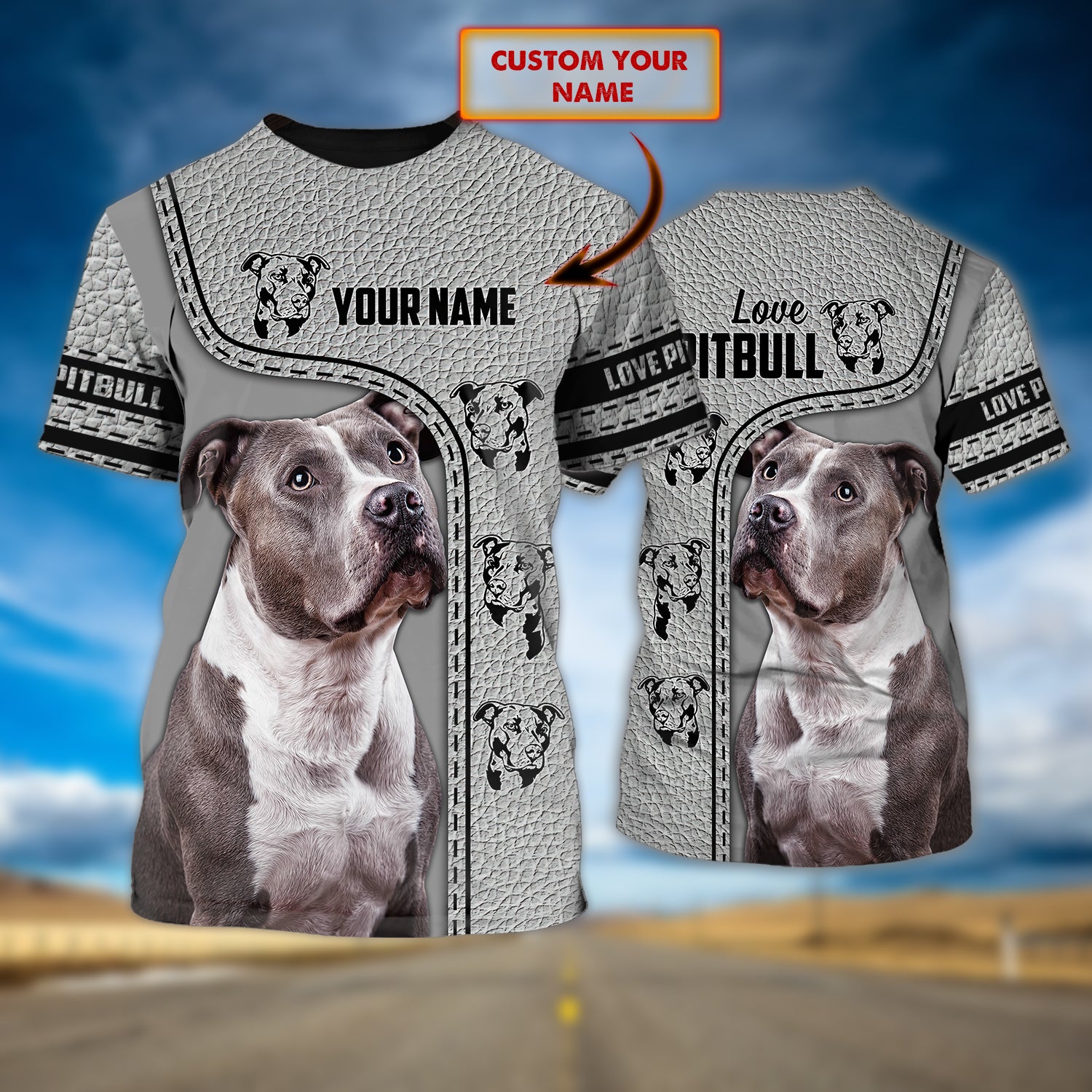 Love Pitbull 02 - Personalized Name 3D Tshirt - Pth98
