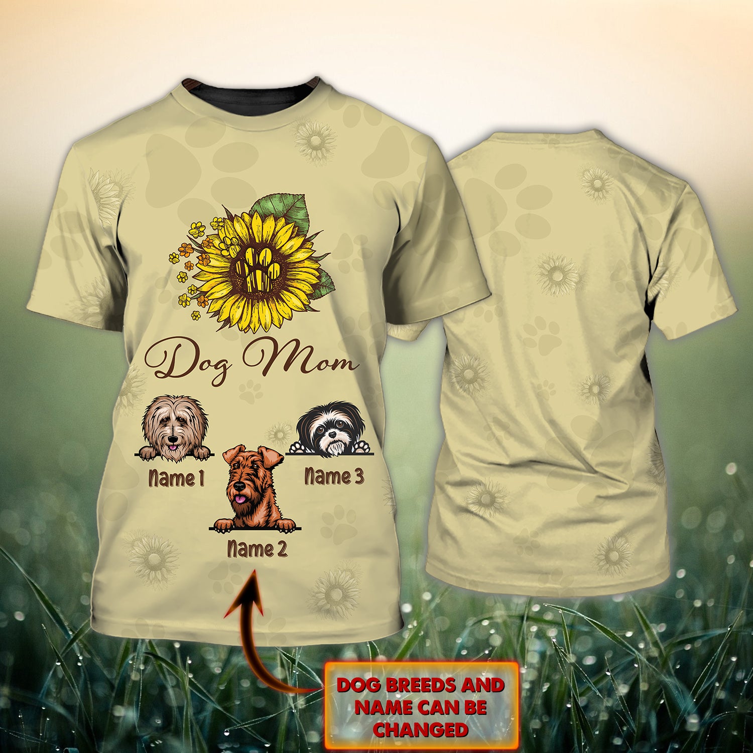 Dog mom- Custom 3D T-Shirt-Personalized Gifts for Dog Lovers-HTV