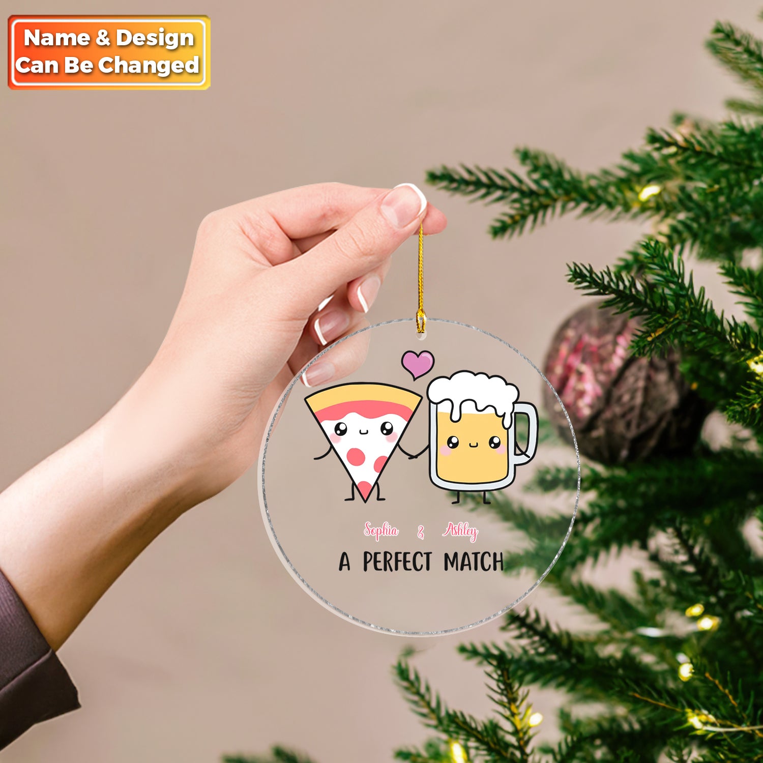 Couple Funny - Food & Drink Couple - A Perfect Match - Personalized Acrylic Ornament