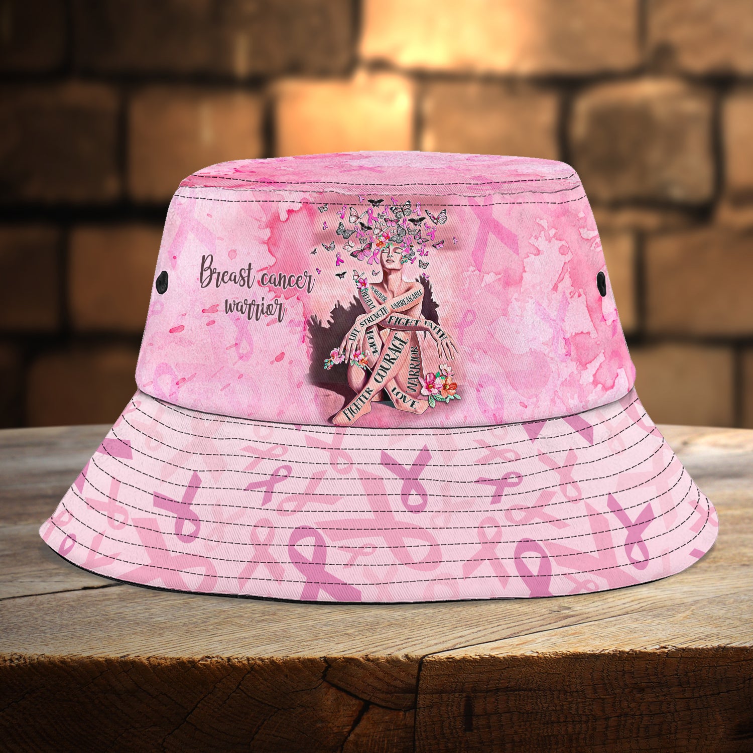 Breast Cancer Warrier-Custom Bucket Hat - Loop - T2k-268