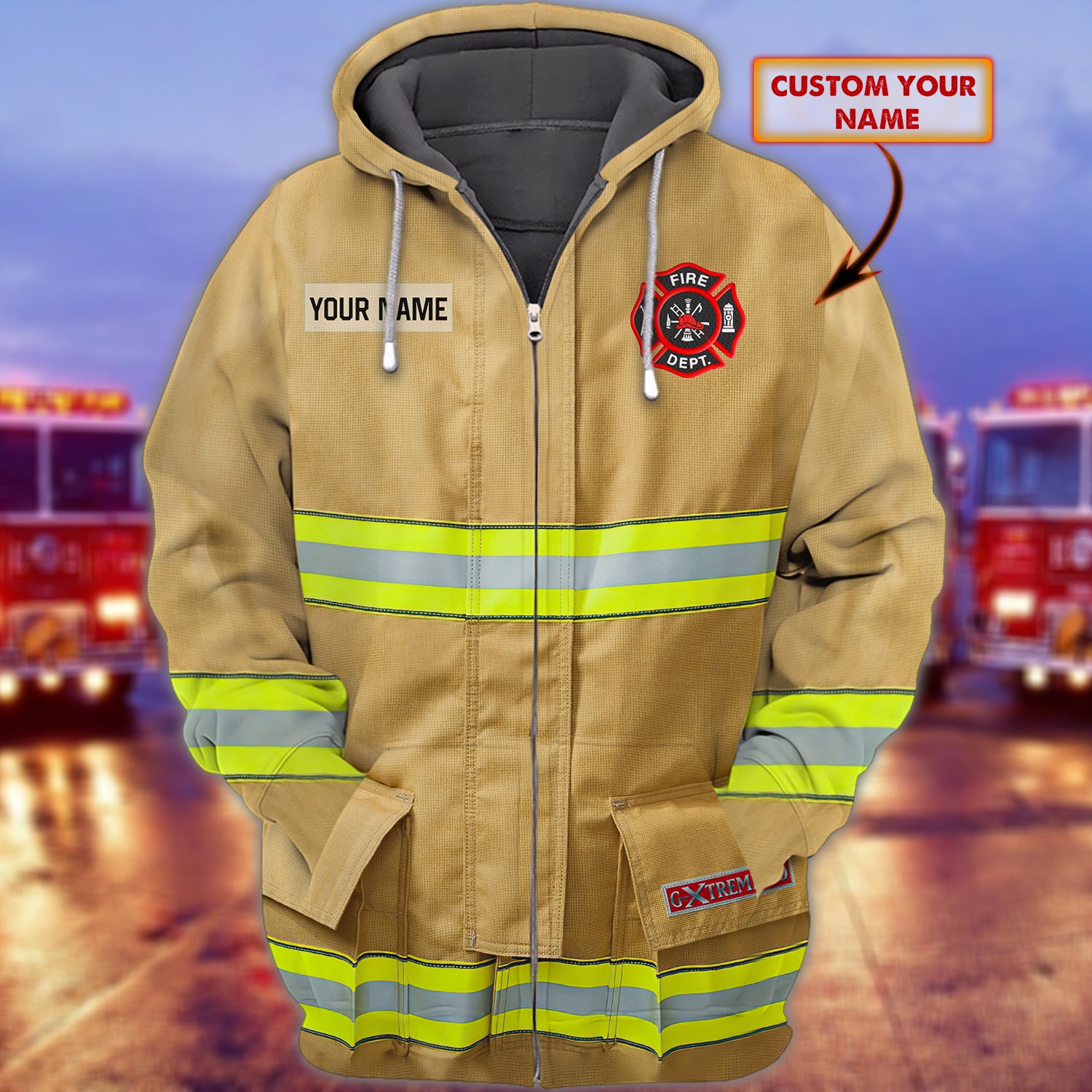 Firefighter - Personalized Name 3D Zipper Hoodie 31 - CV98 1K