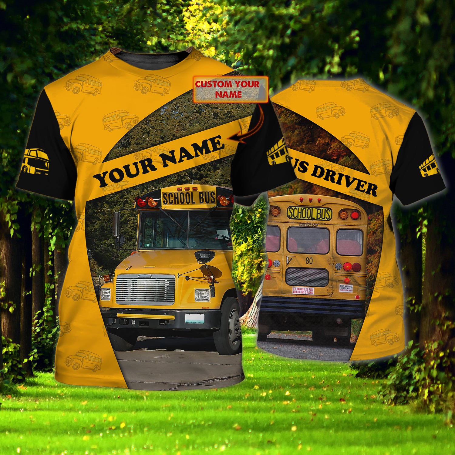 School Bus - Personalized Name 3D Tshirt - 245