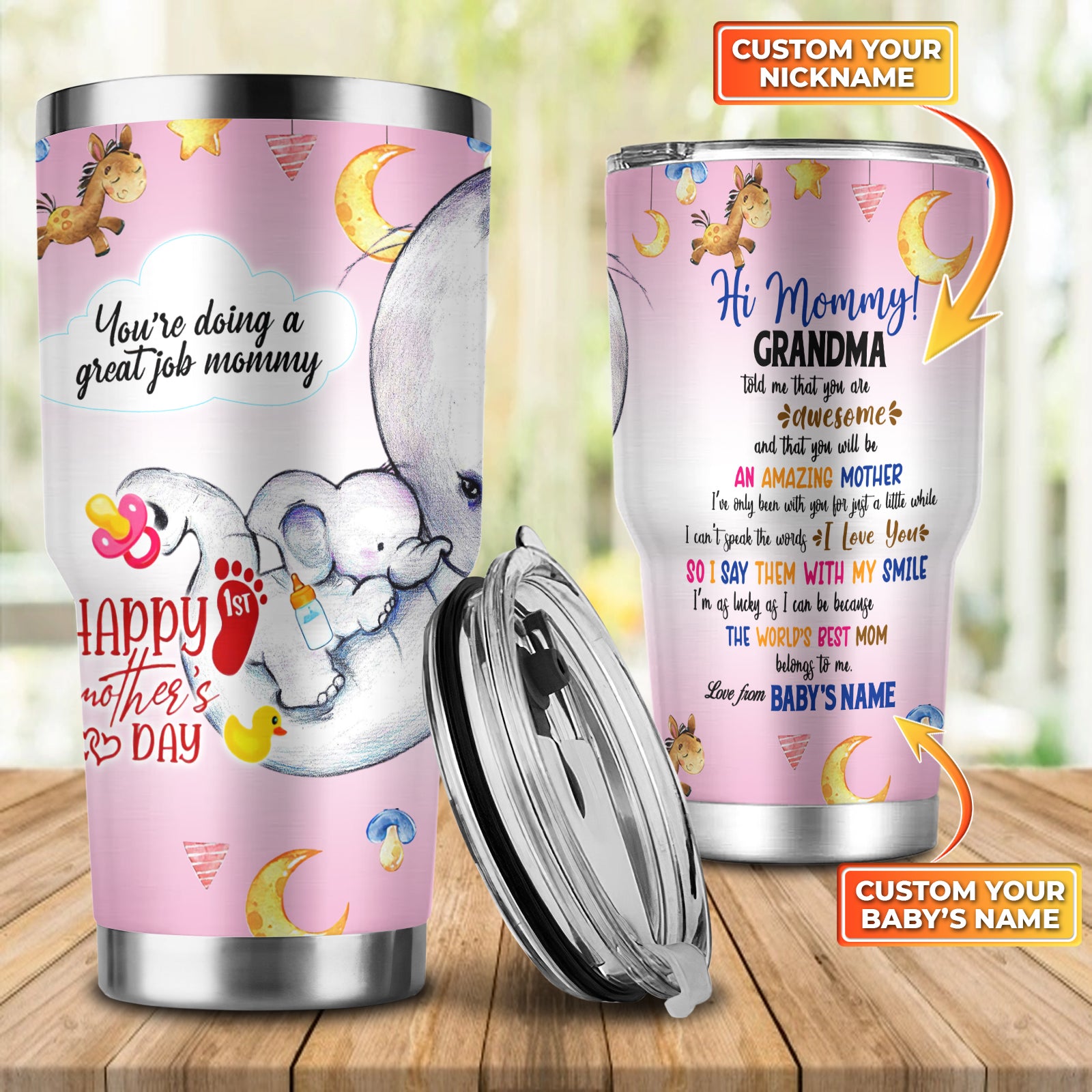 1st Mother's Day - Personalized Tumbler - QB95
