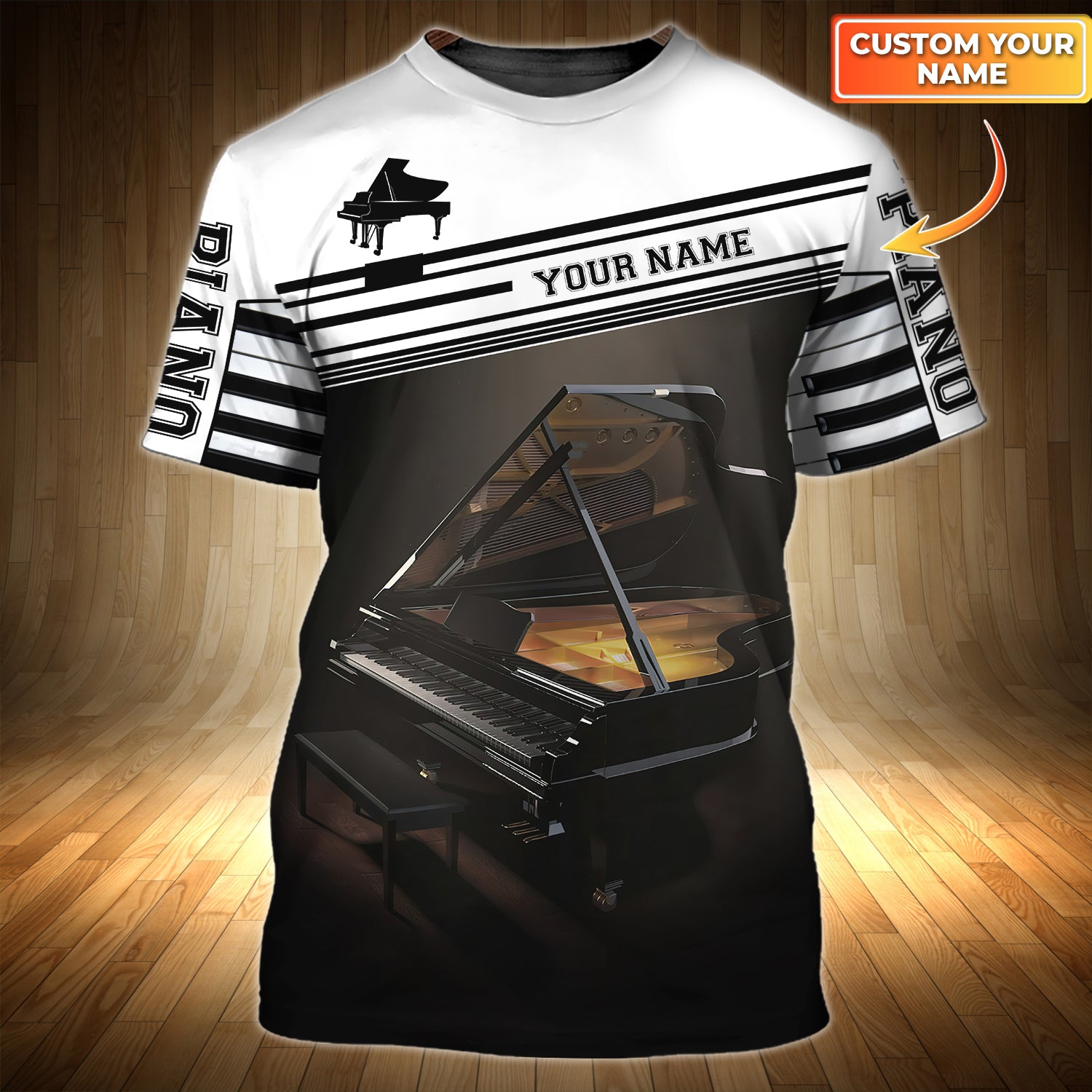 Piano, Pianist, Personalized Name 3D Tshirt 002, HTA