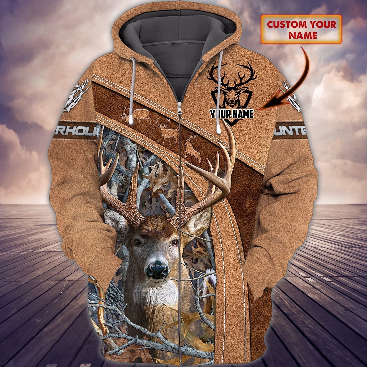 Hunting - Personalized Name 3D Zipper hoodie - TAD HKM 127