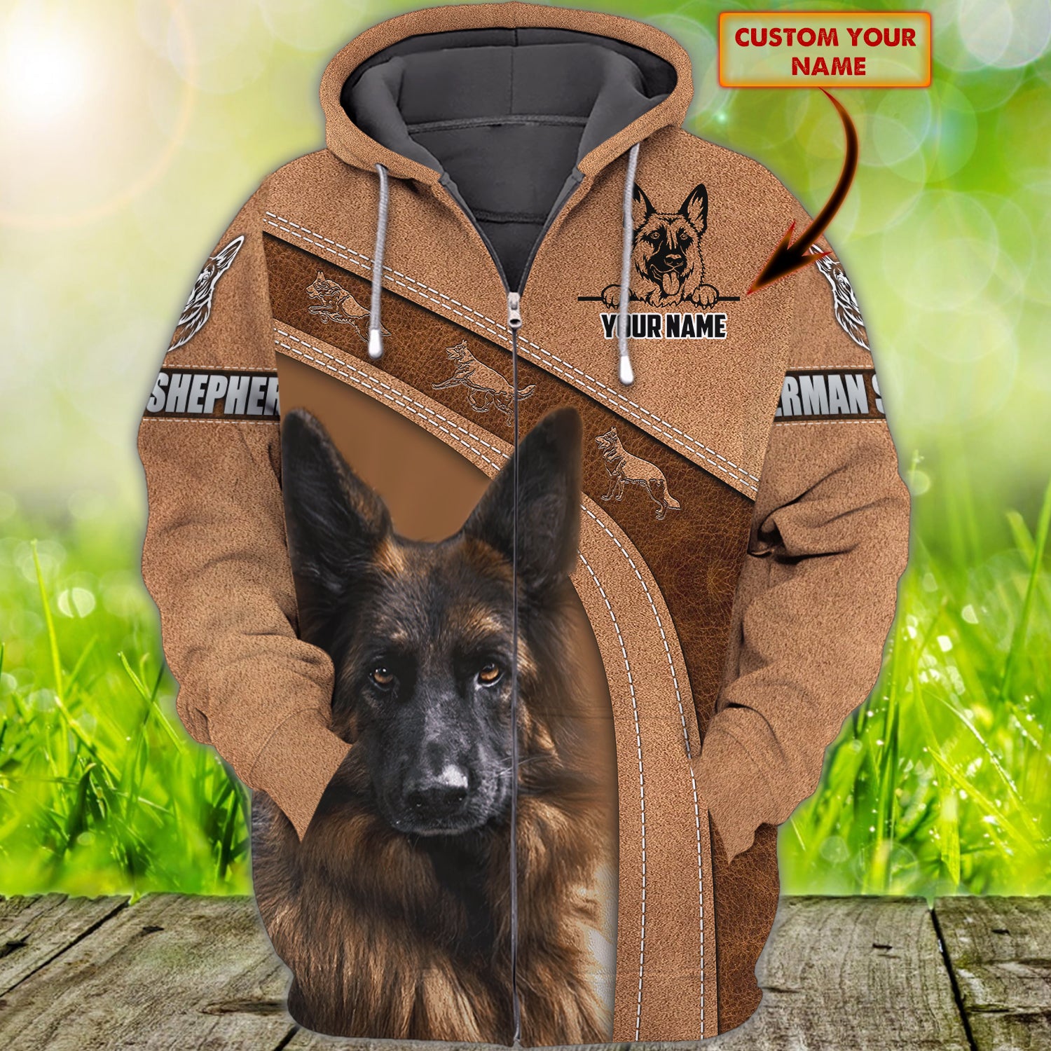 German Shepherd - Personalized Name 3D Zipper hoodie - TAD 160