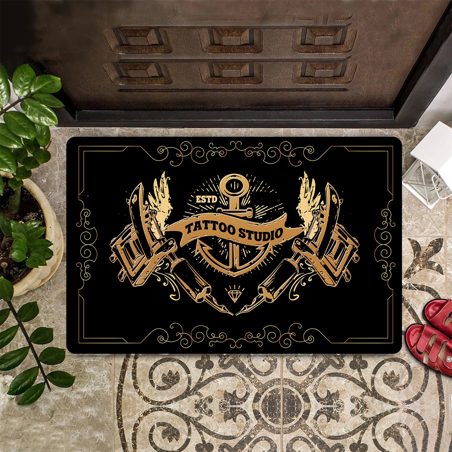 Tattoo Artist Shop Personalized Name & EST Year Doormat