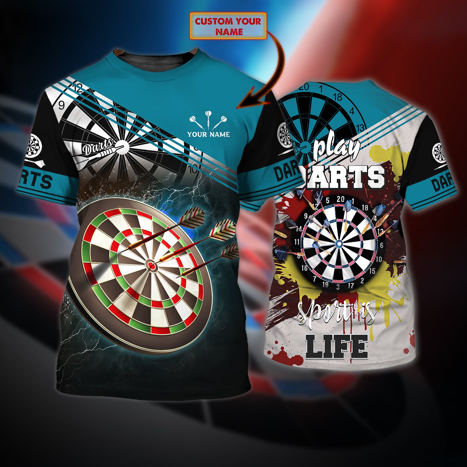 Darts - Personalized Name 3D Tshirt