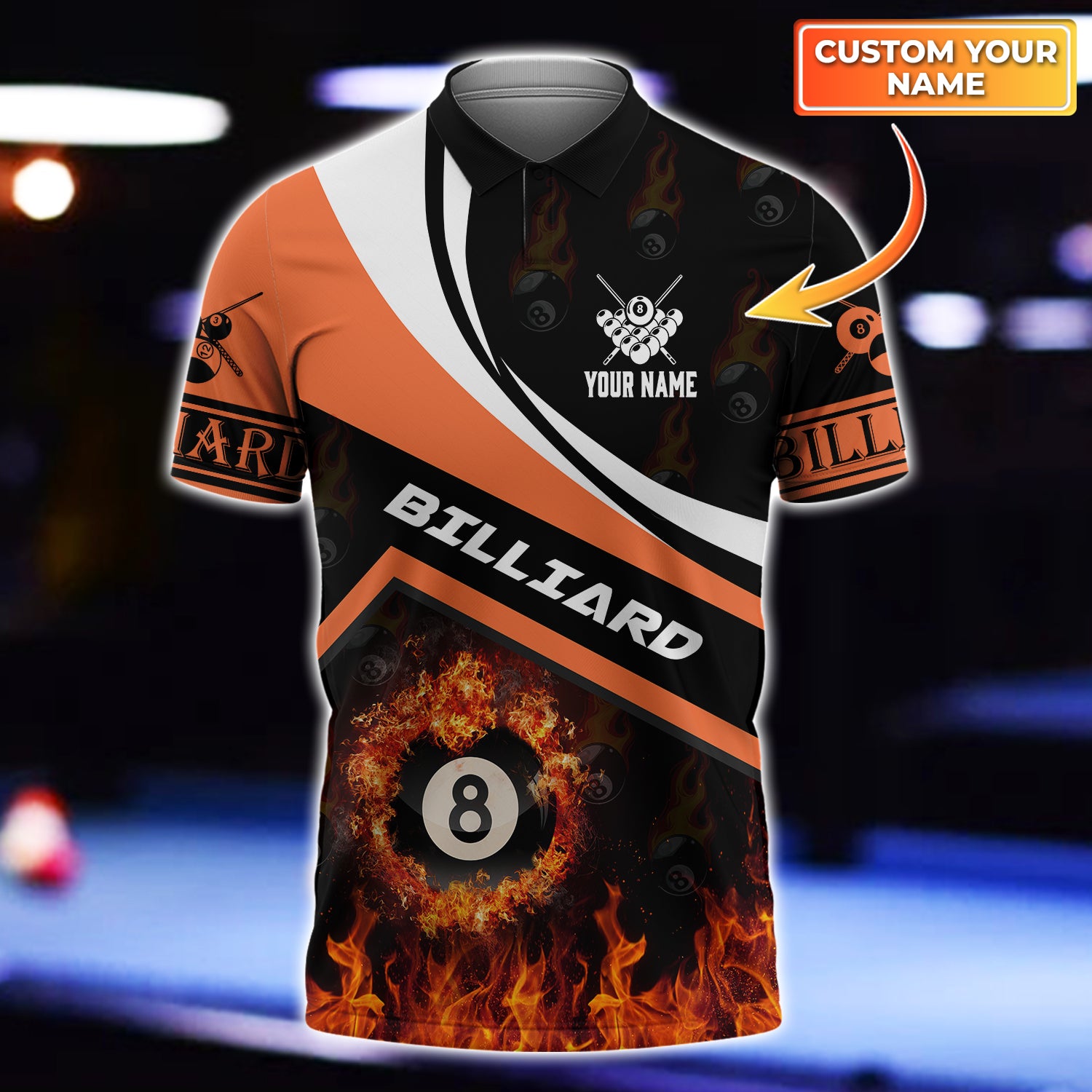 BILLIARD - Personalized Name 3D Polo Shirt - QB95 - 1204