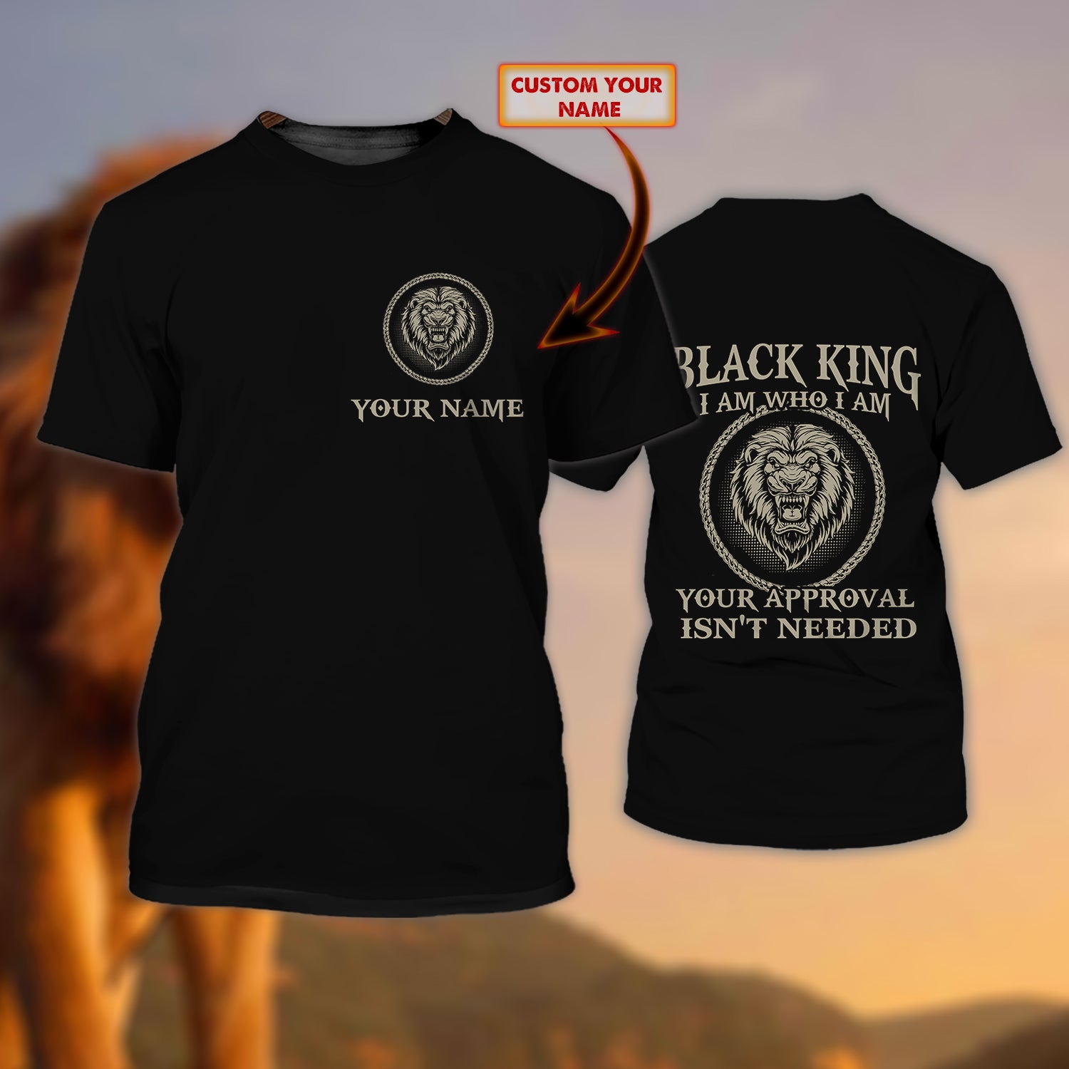 Black King - Personalized Name 3D Tshirt - Dah