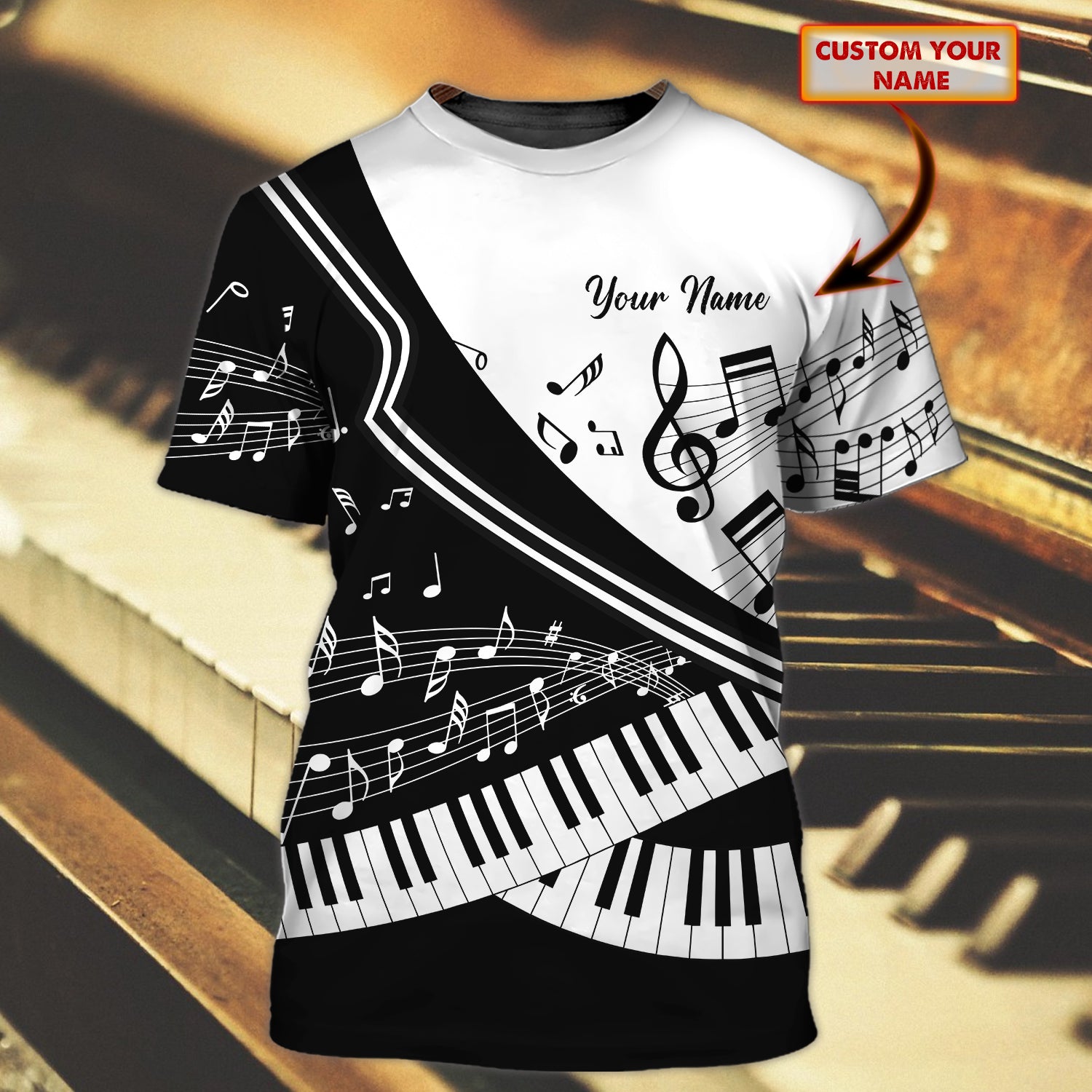 Piano Lover - Personalized Name 3D Tshirt - tra96