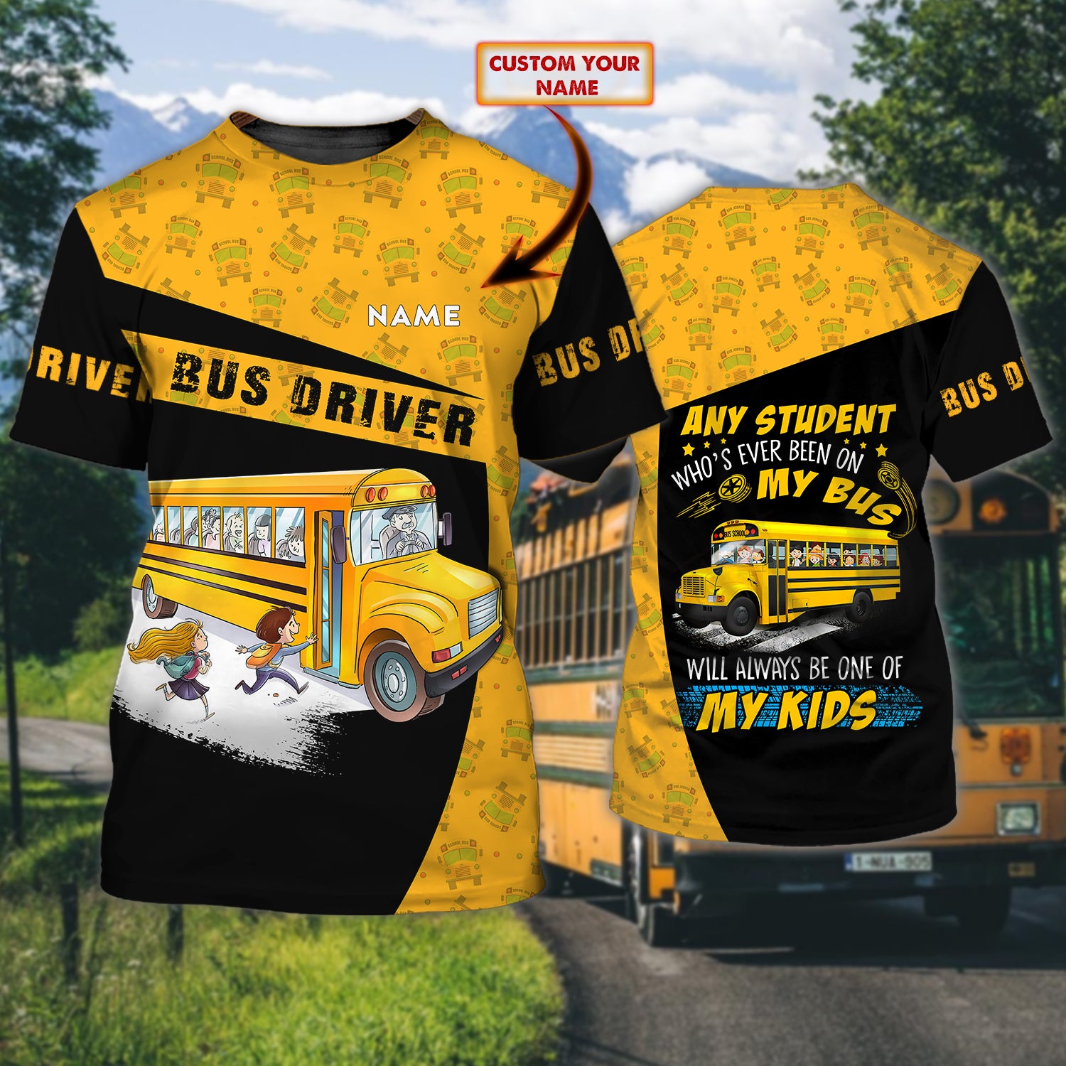 Bus Driver School - Personalized Name 3D Tshirt