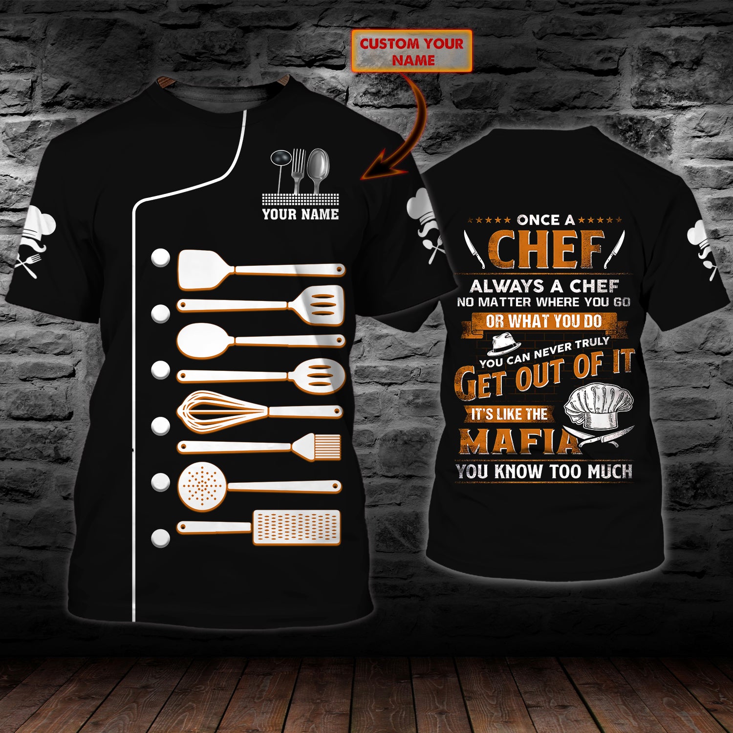 CHEF - Personalized Name 3D Tshirt 02 -TT99-227
