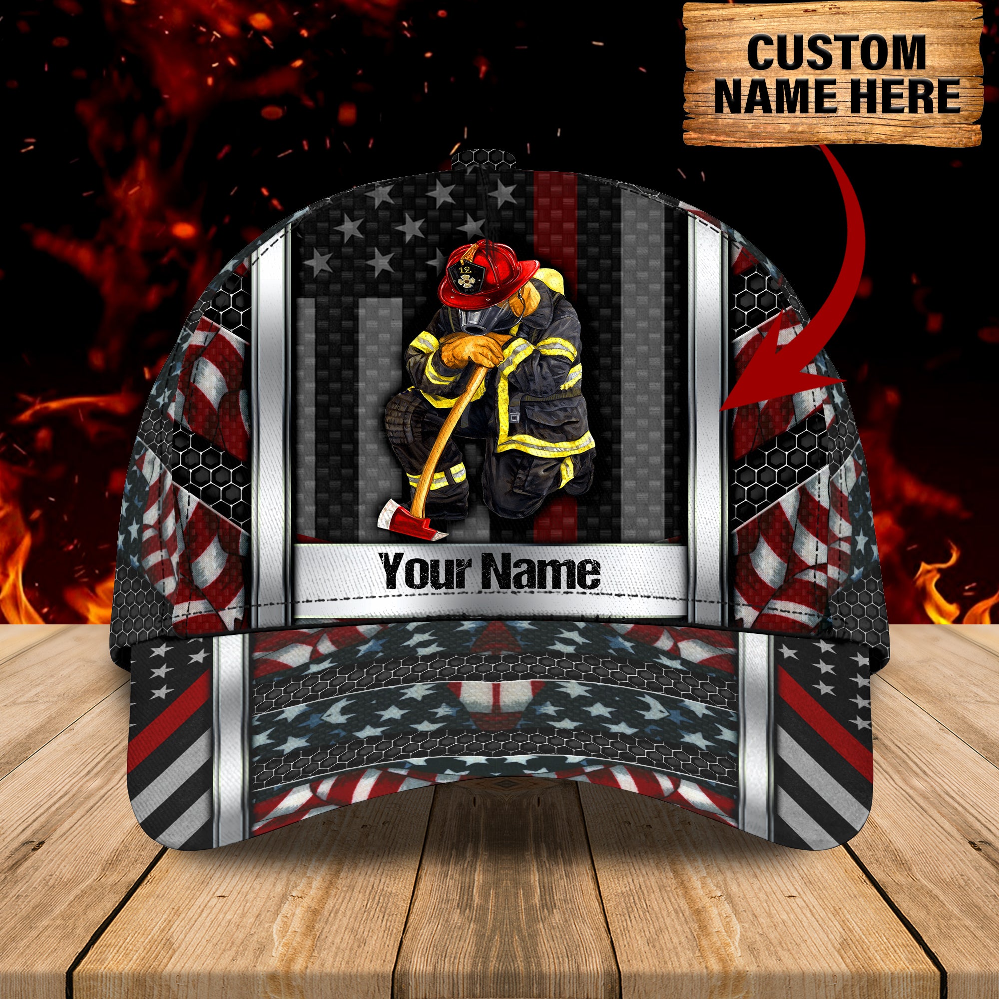 Firefighter - Personalized Name Cap - Qa99
