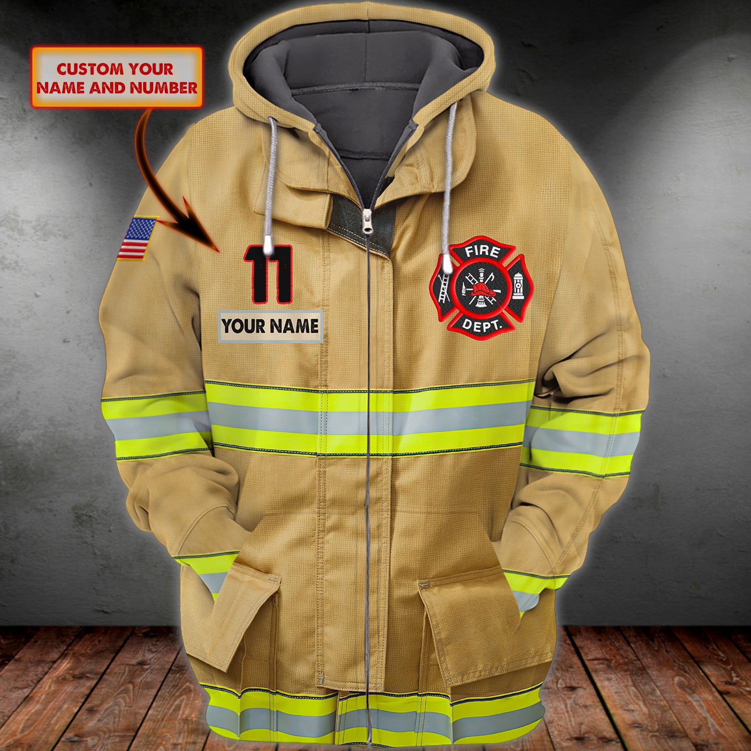 Firefighter - Personalized Name 3D Zipper Hoodie 09 - CV98 1K