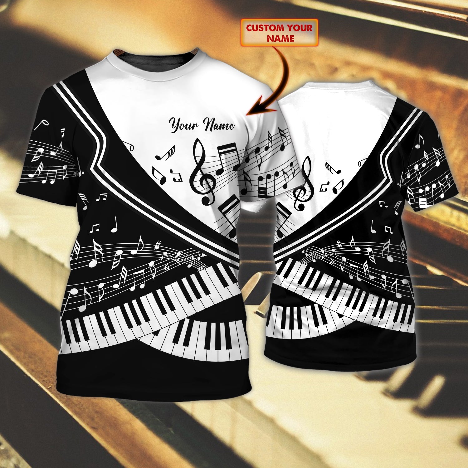 Piano Lover - Personalized Name 3D Tshirt - tra96