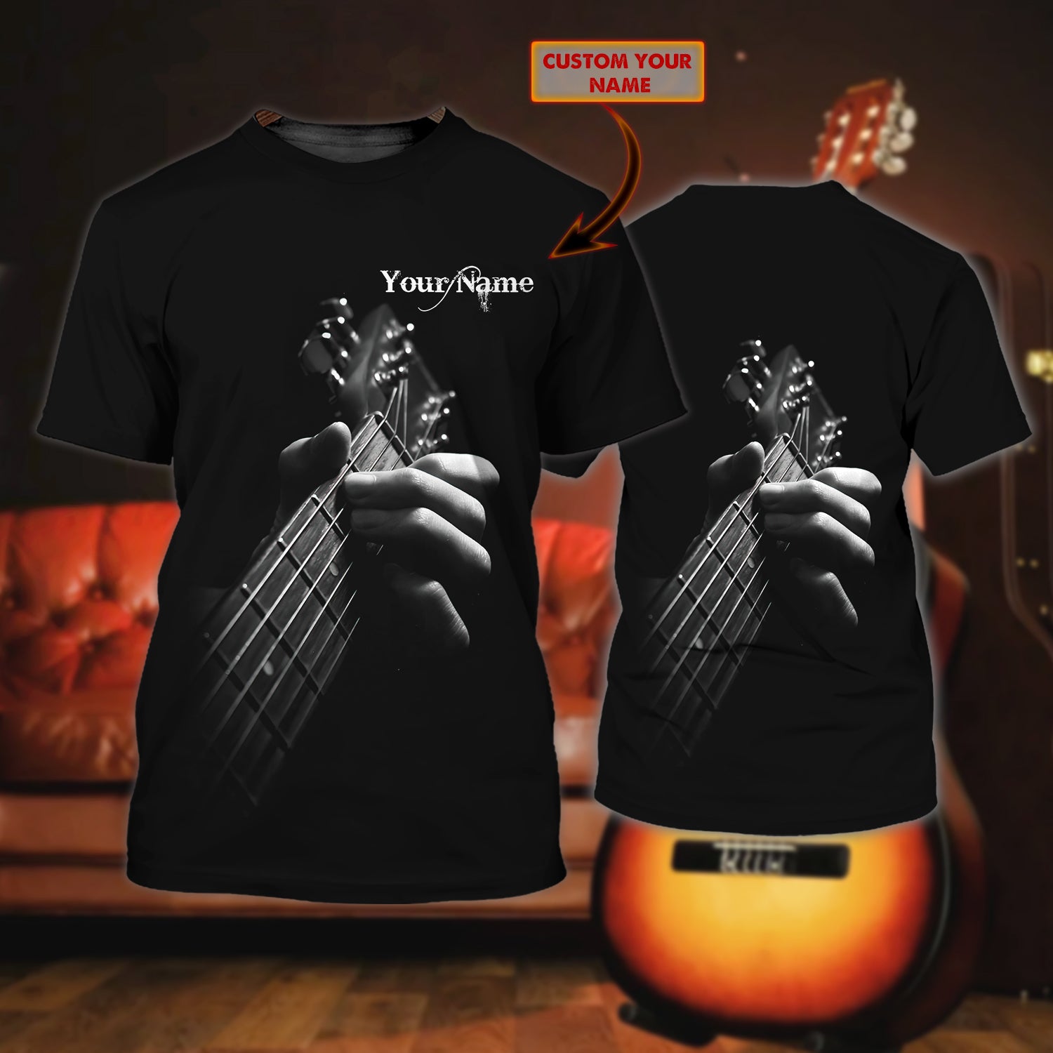 Guitar - Personalized Name 3D T Shirt - Hdmt