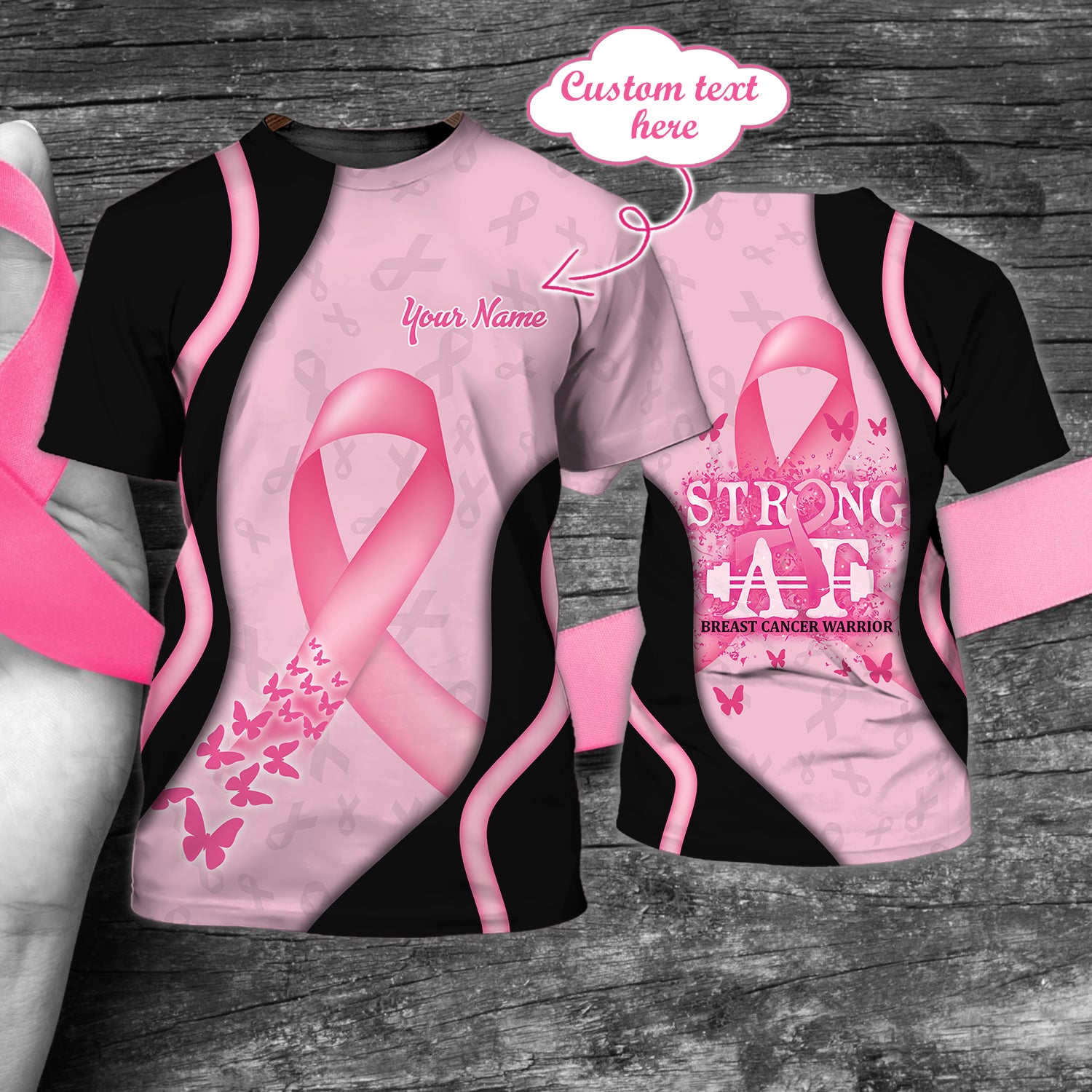 Breast Cancer Awareness  - Personalized Name 3D Tshirt - Nmd 80