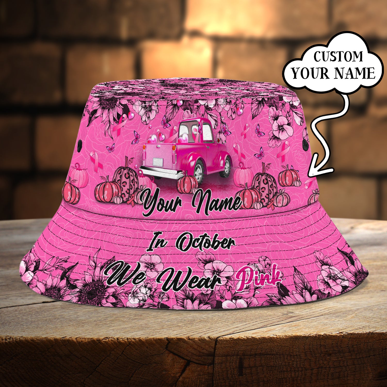 Custom Bucket Hat 01 - Breast Cancer - HN95