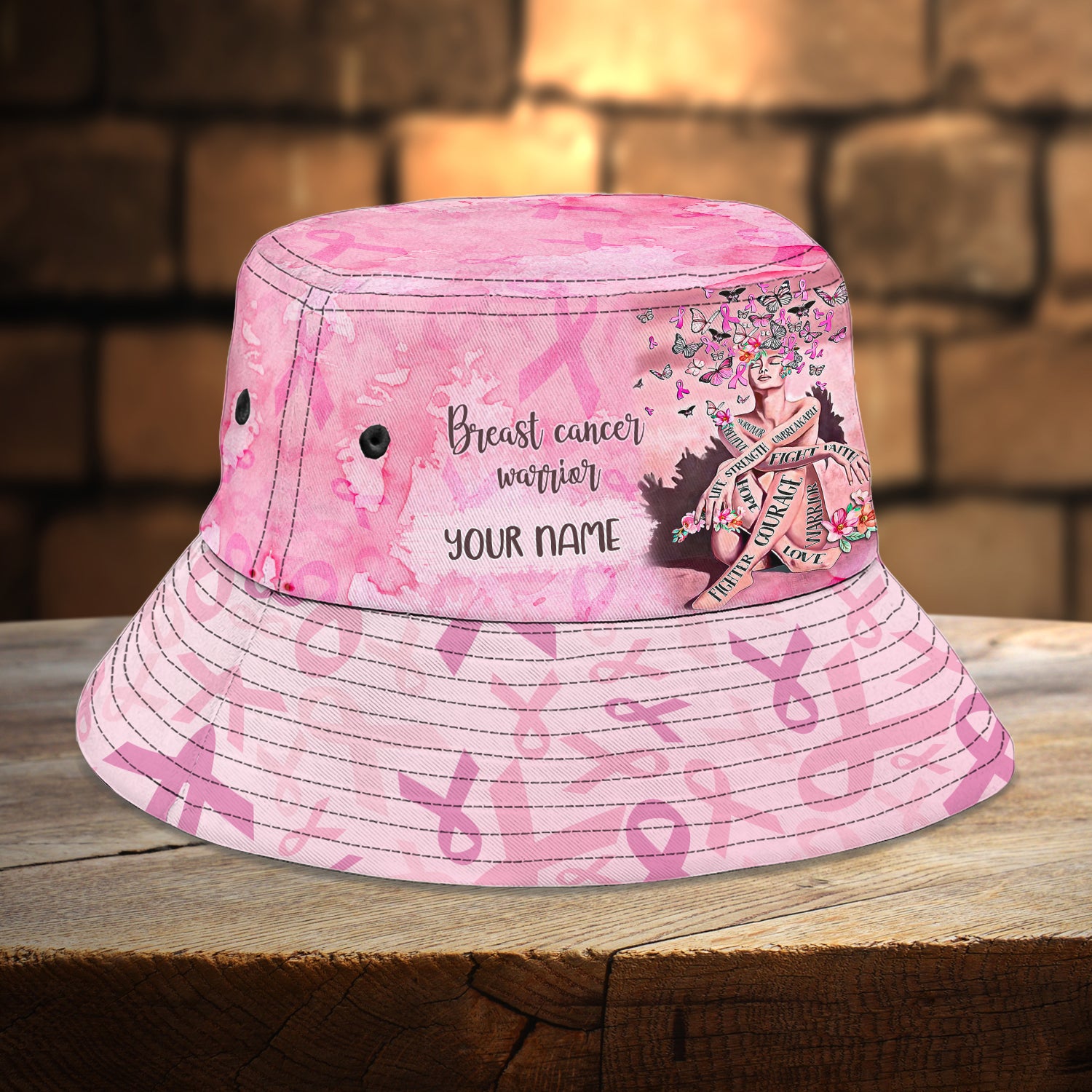 Breast Cancer Warrier-Custom Bucket Hat - Loop - T2k-268