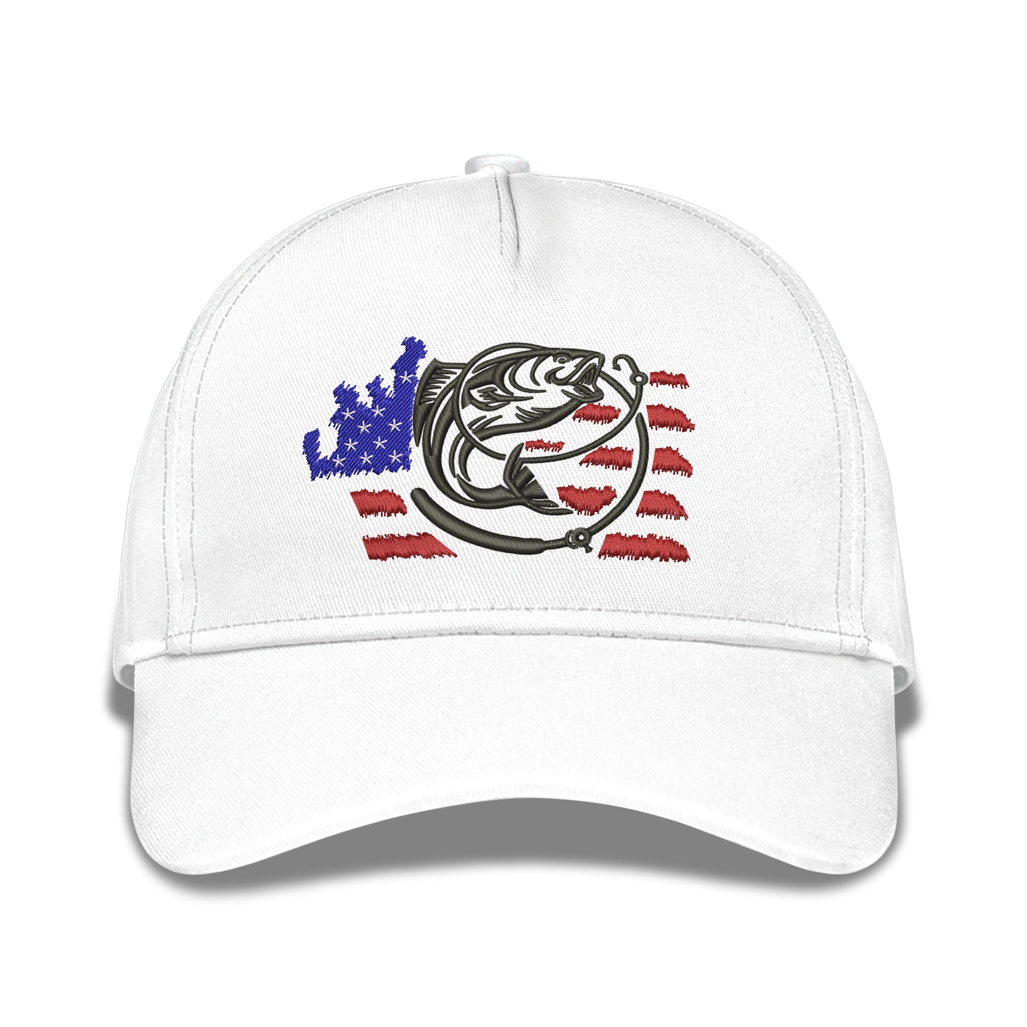 Fishing American Flag Embroidered Baseball Caps