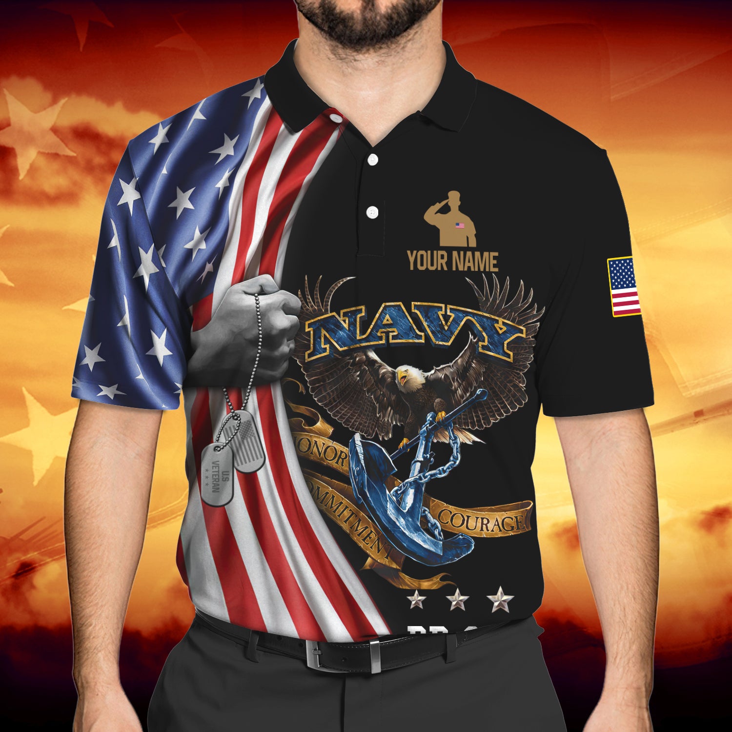 Navy Veteran - Personalized Name 3D Polo Shirt 17 - Nvc97