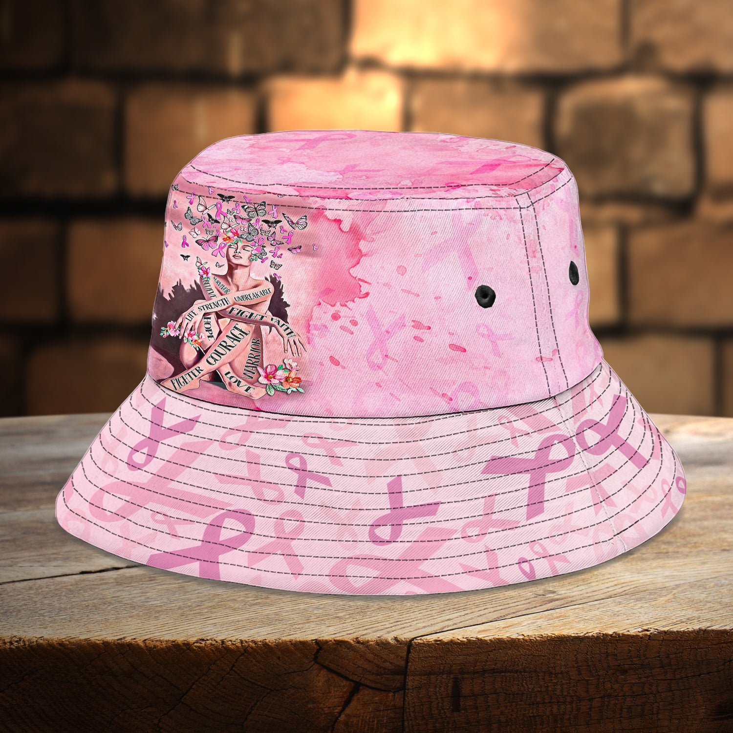 Breast Cancer Warrier-Custom Bucket Hat - Loop - T2k-268