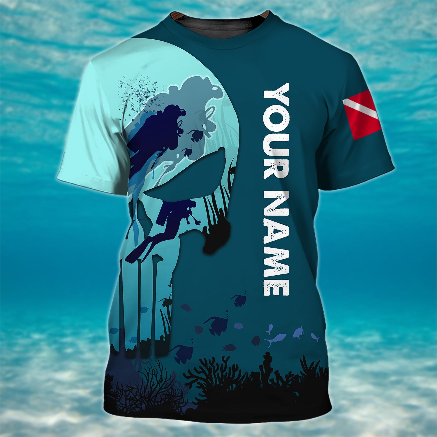 Scuba Diving Skull - Personalized Name 3D Tshirt For Scuba Diver - HEZ98 03