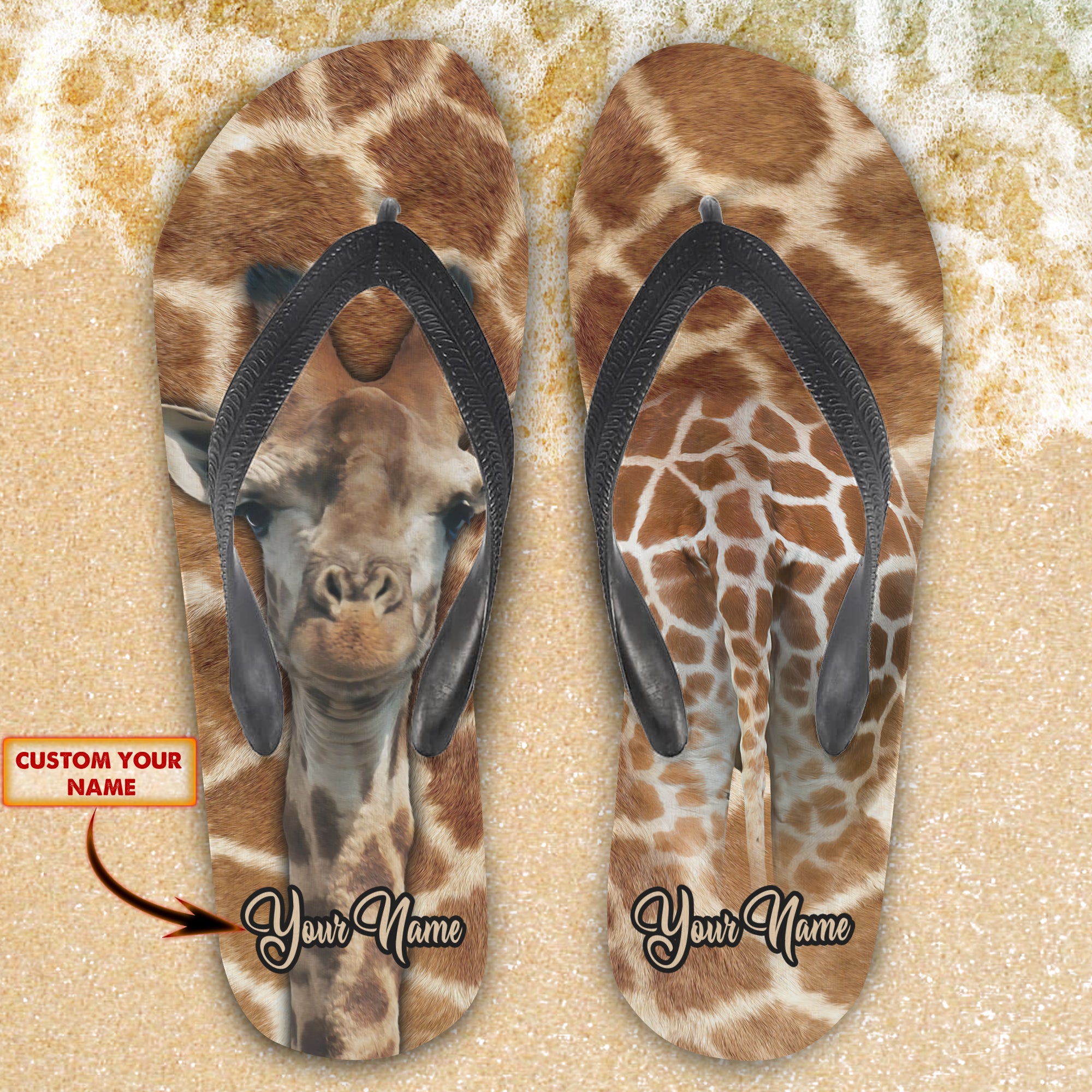 Custom Flip Flops - Funny Body Giraffe - Tad 1