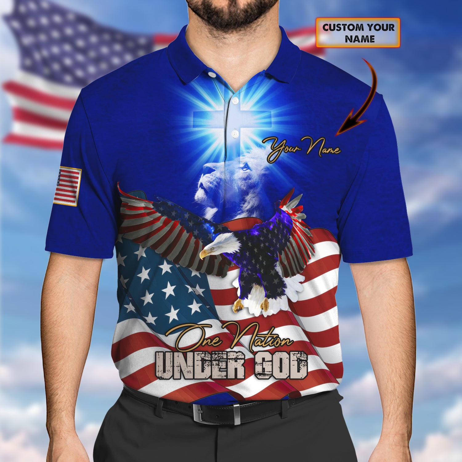 Boom - Personalized Name - 3D Polo Shirt - Eagle God 2