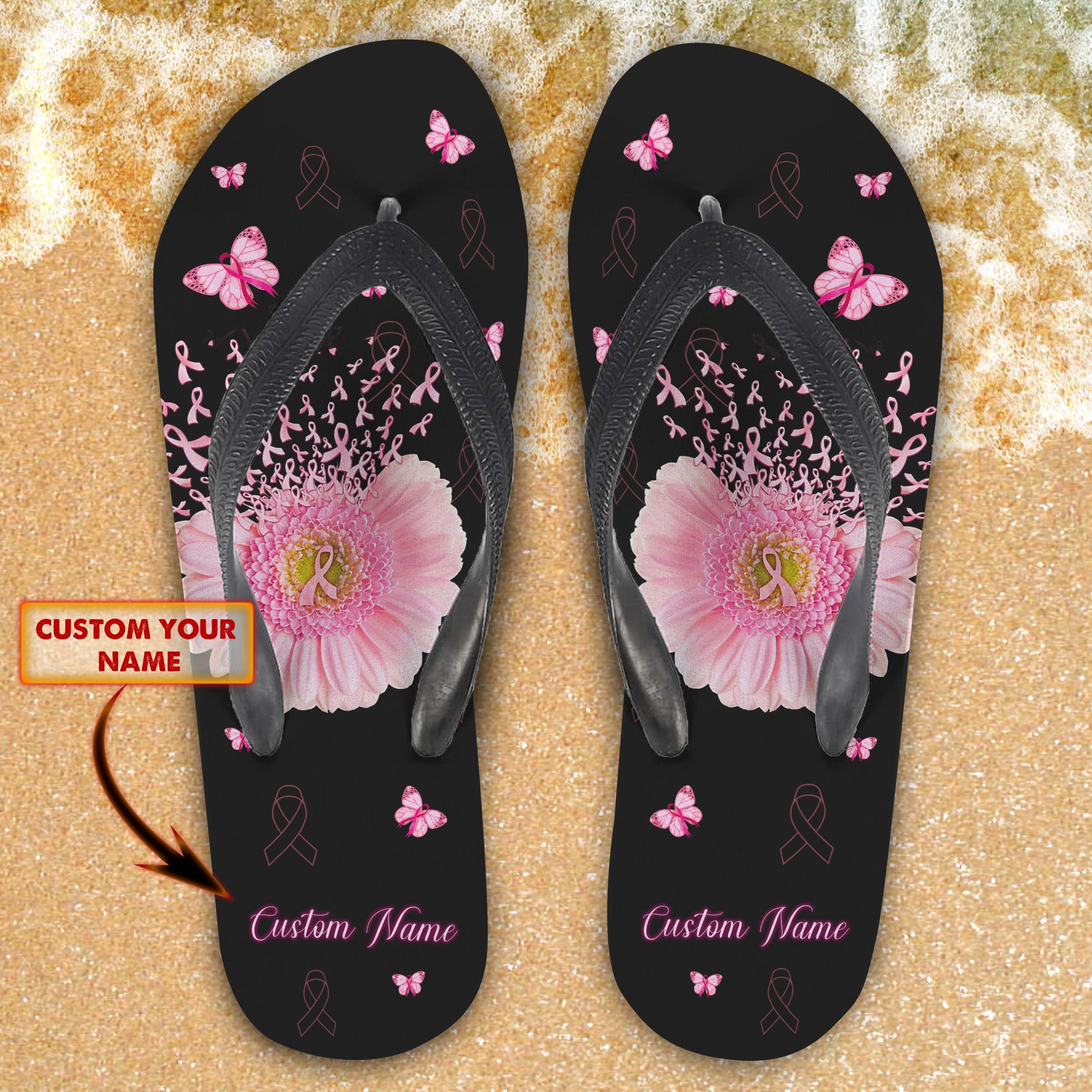 Custom Flip Flops - Breast Cancer Awareness - Fuly 7