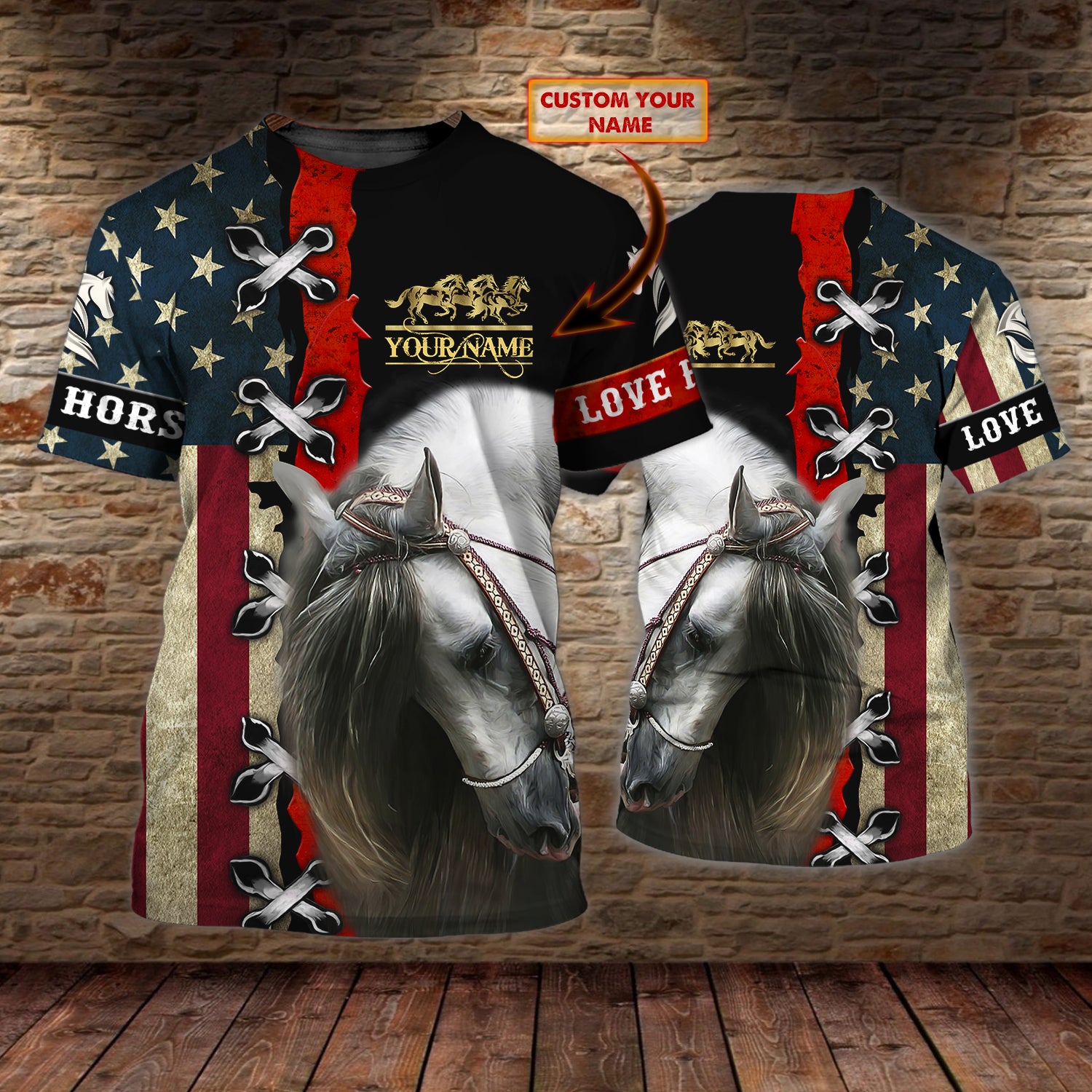 Horse - Personalized Name 3D Tshirt - MITRU