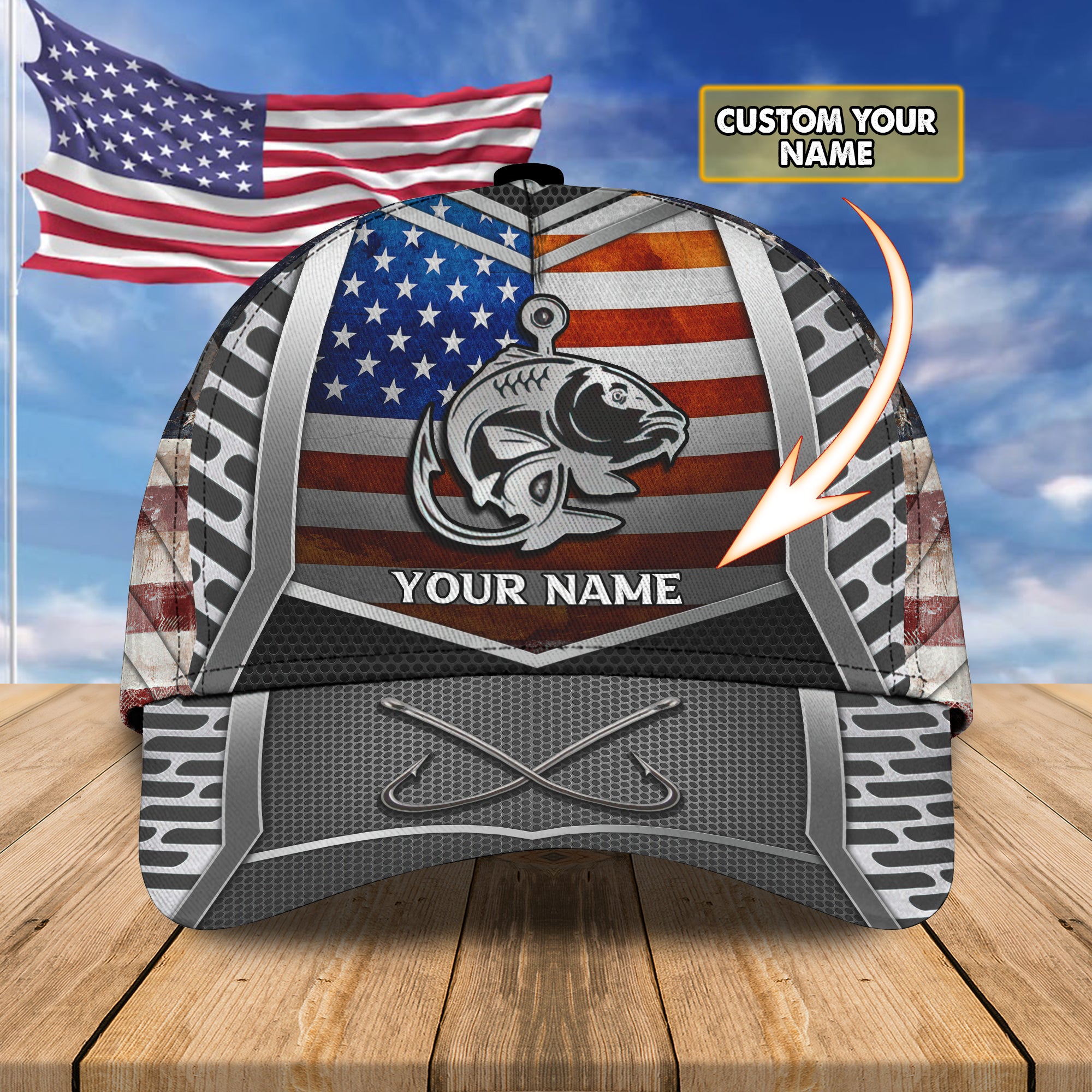 Fishing America - Personalized Name Cap - Urt96