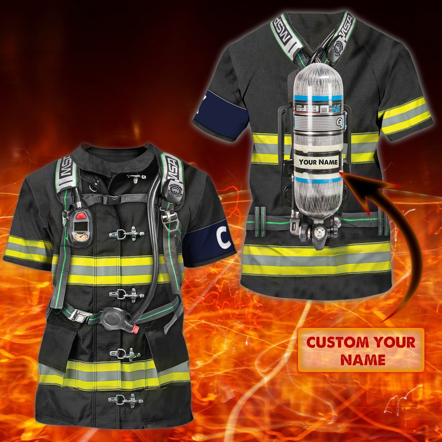 Firefighter - Personalized Name 3D Tshirt 02 - CV98