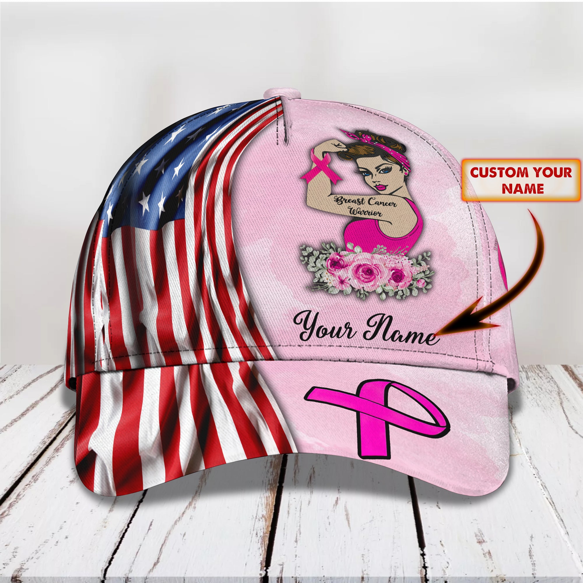 Breast Cancer Awareness 5 - Personalized Name Cap - Nsd99