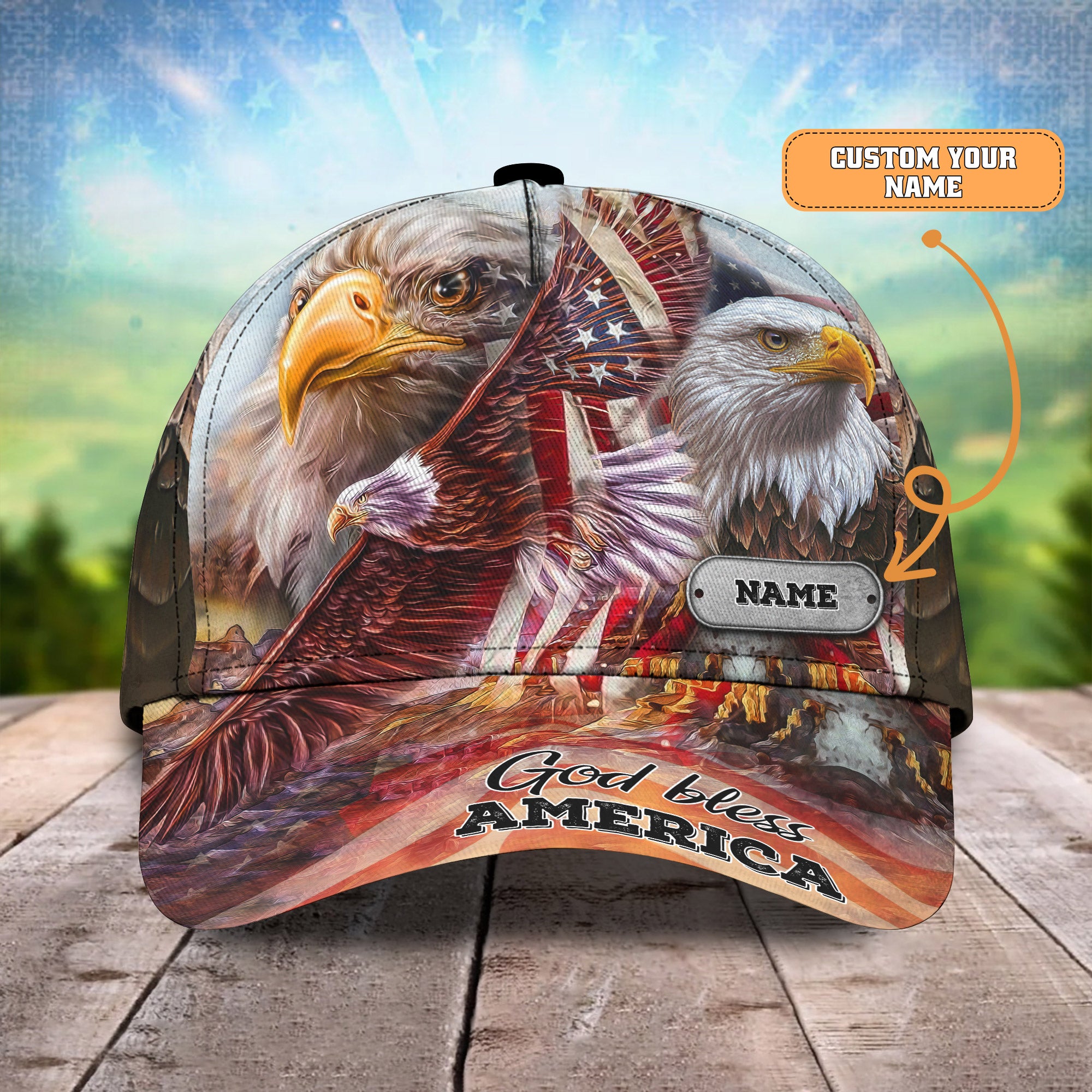 America Eagle!! - Personalized Name Cap - Loop- H9h3-303
