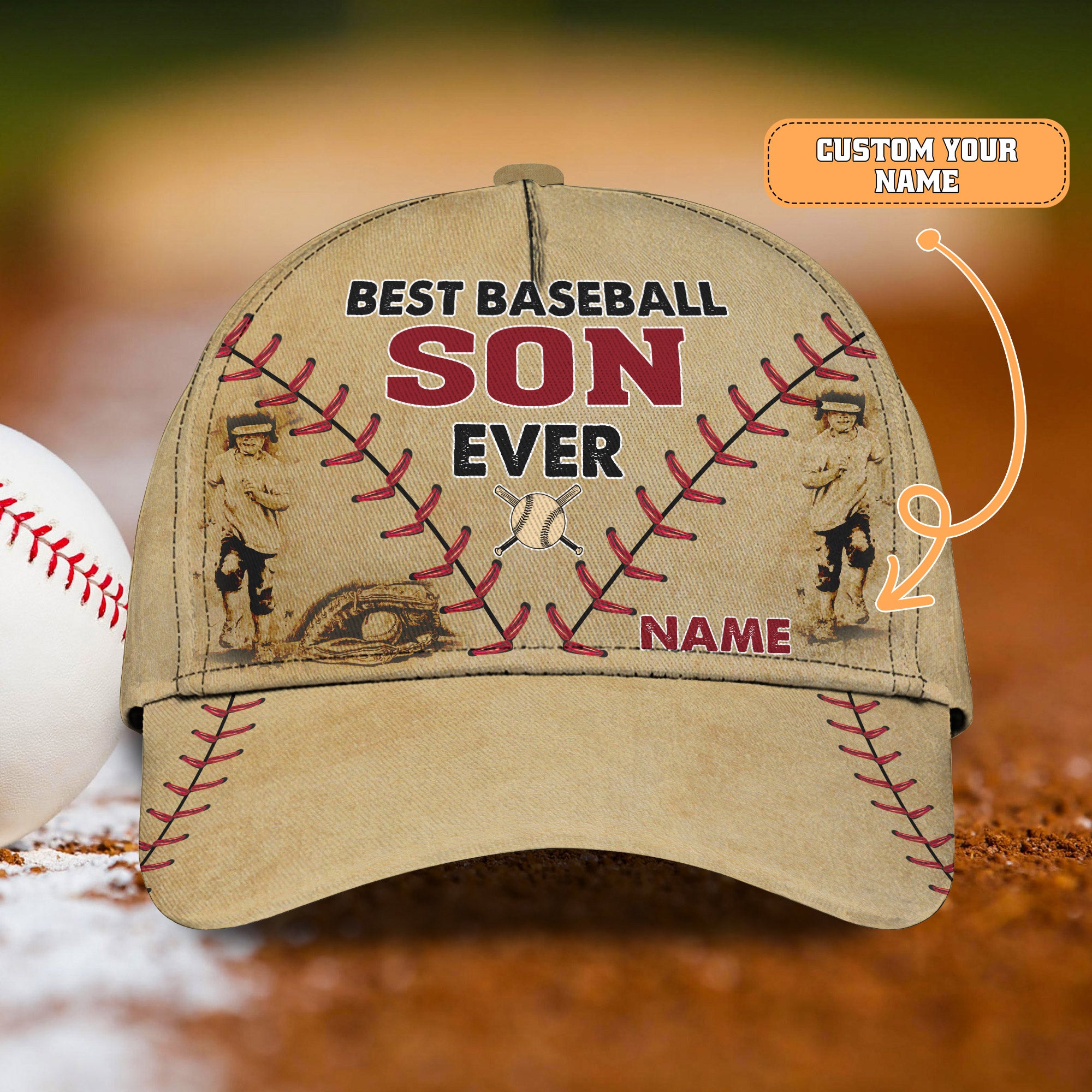Baseball Son - Personalized Name Cap -Loop- H9h3-295